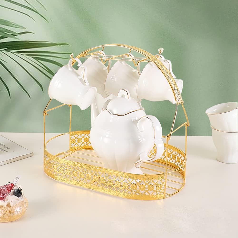 Mug Holder Coffee Rack Coffee Cup Holder Stand Dishes Organizer Iron Storage Drying Display Stand for Counter Cabinet Table Kitchen Restaurant Office Bar Countertop, Type 3