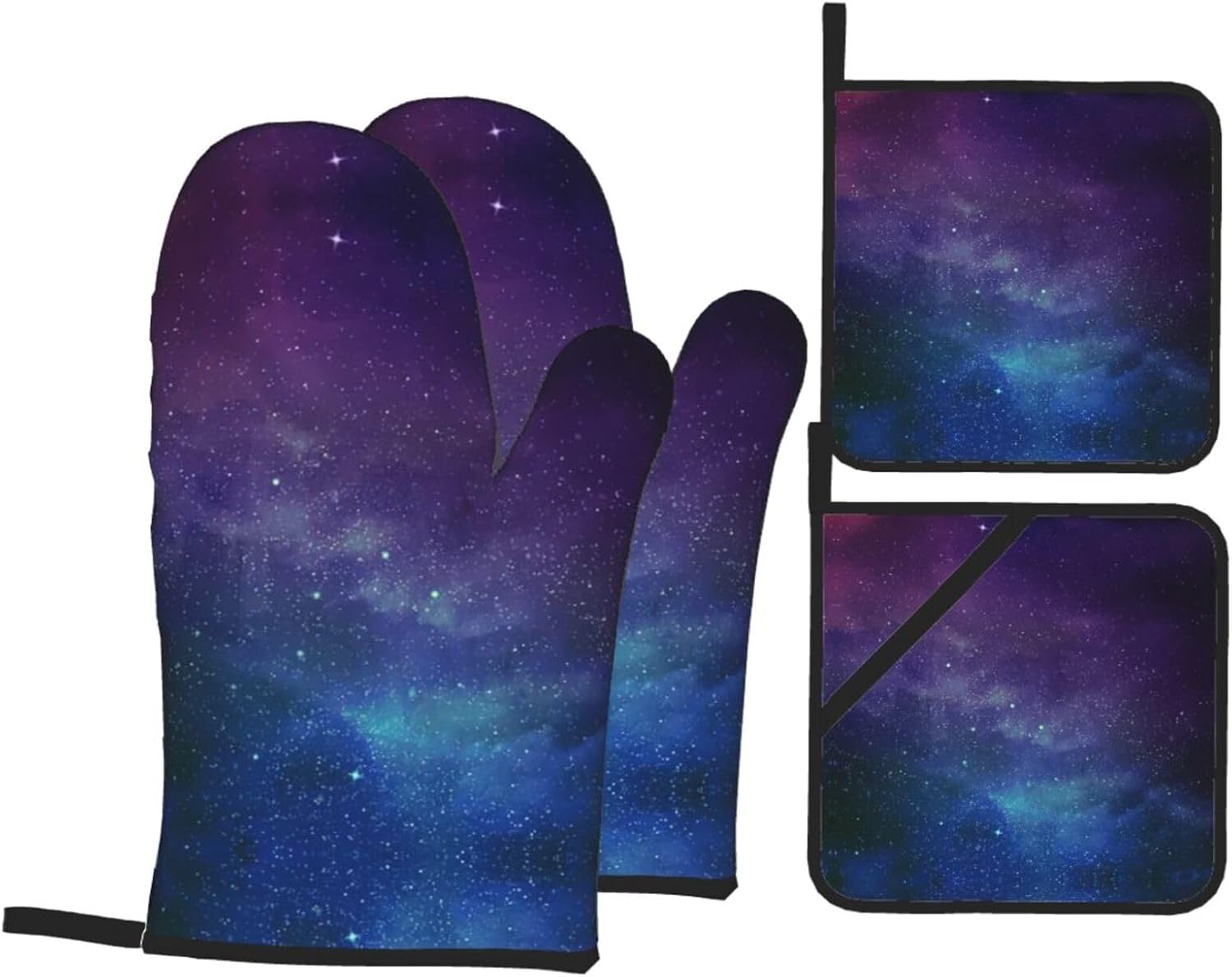Universe with Stars and Galaxy Interstellar Kitchen baking four piece set, fit for cooking and baking, oven, microwave, and outdoor barbecue