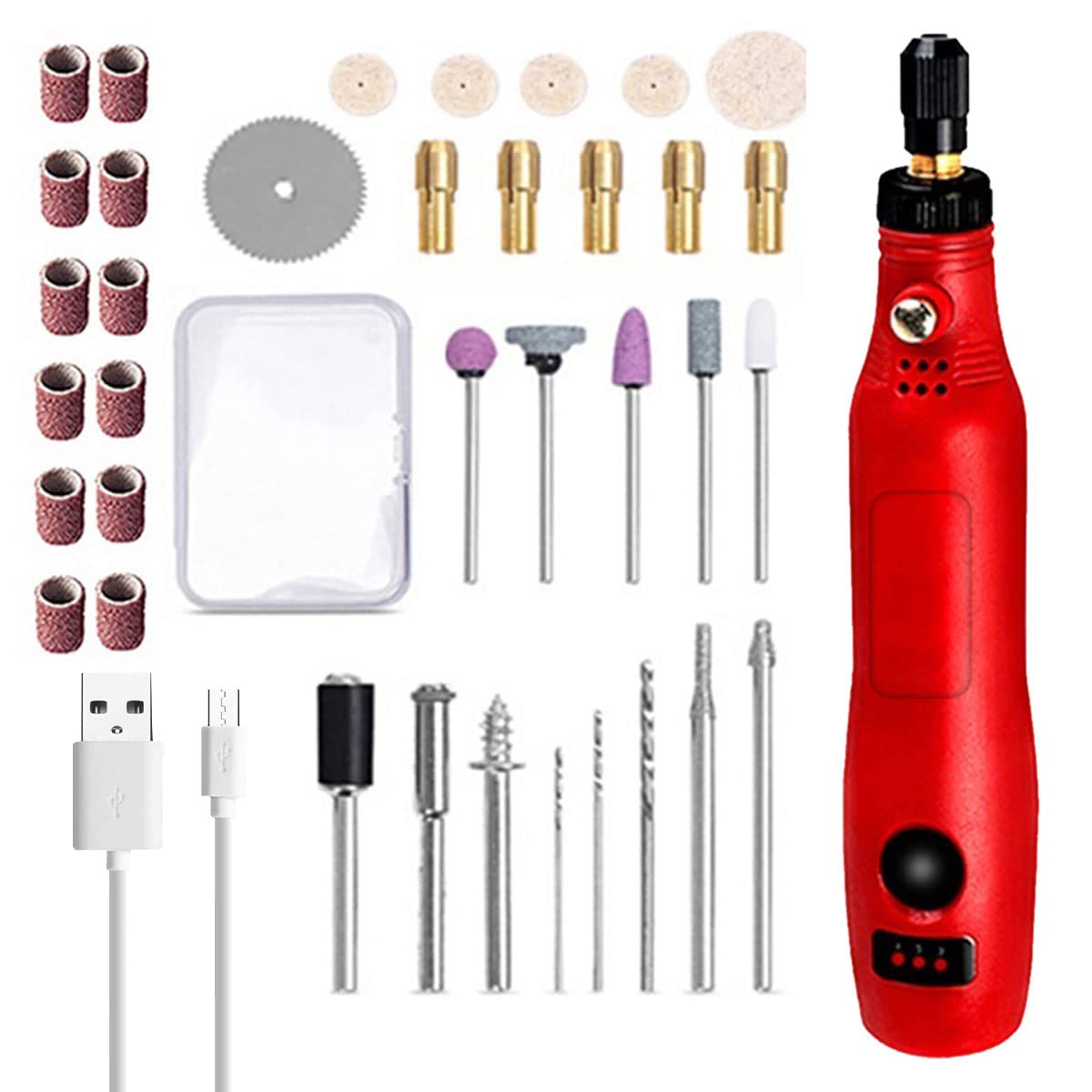Mini Cordless Rotary Tool, Adjustable Speed Electric Grinder Rechargeable Engraving Pen, Multi-Purpose Power Rotary Tool Kit with 3 Speed and 36Pcs Accessories for Sanding Polishing Drilling Carving