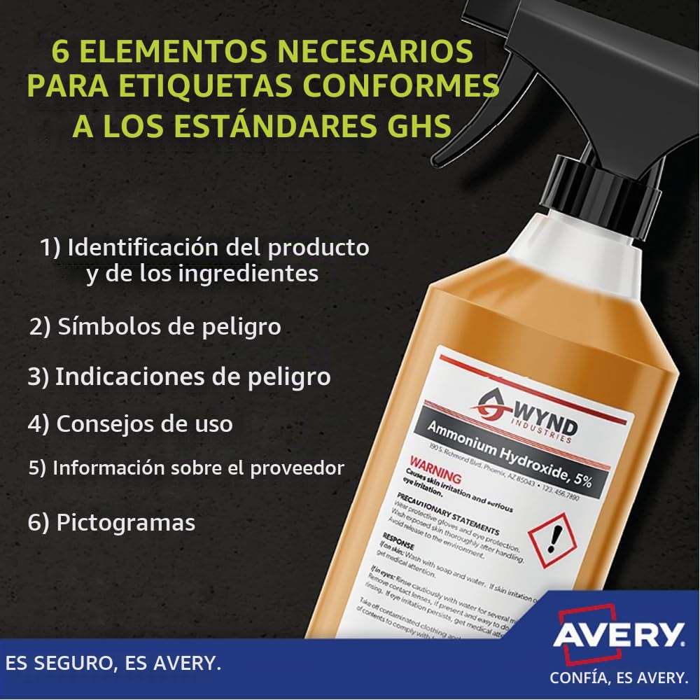 Avery España B7651-50 - Etiquetas blancas resistentes al agua, imprimibles 38x21mm Caja de 3250 etiquetas