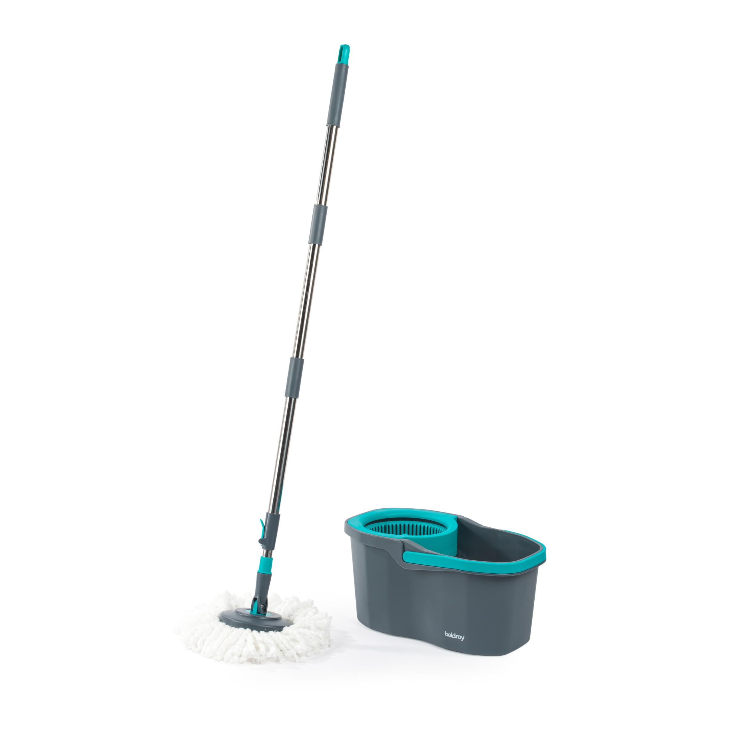 Beldray 360° Dual Wring Spin Mop & Bucket-Adjustable Handle, Microfibre, Antibac