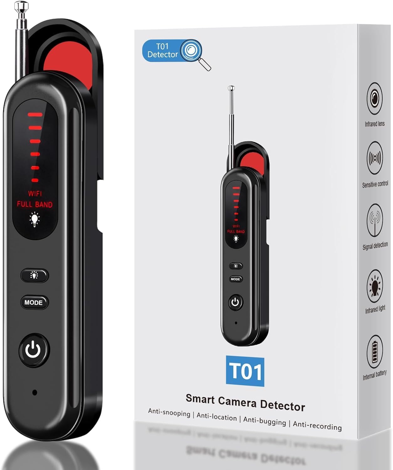 Hidden Camera Detector & Anti-Spy Device | GPS Tracker & Bug Detector | Privacy Protection Signal Scanner for Hotel, Office, Home & Travel | 5 Sensitivity Levels Camera & GPS Detector-image-42