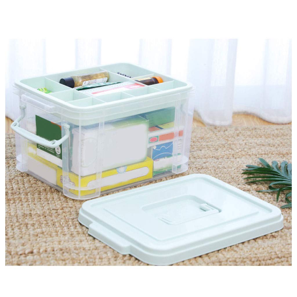 Botiquín de primeros auxilios familiar, botiquín portátil, botiquín de primeros auxilios transparente, caja de almacenamiento de medicamentos, caja de medicamentos de gran capacidad con band