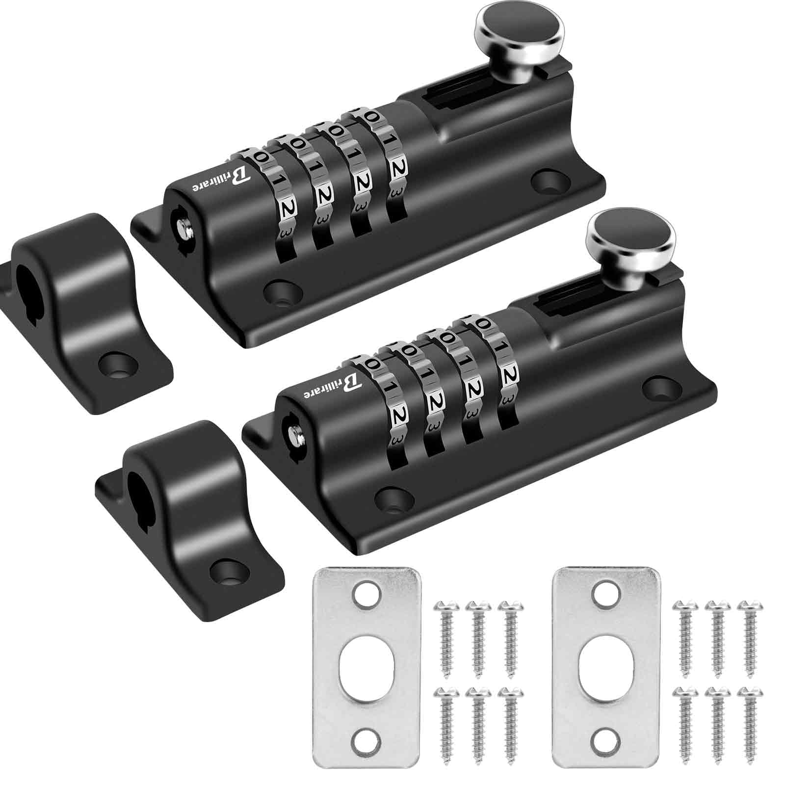 2 Pack Combination Locking Bolt 4 Digit, Sliding Bolts Latch Weatherproof