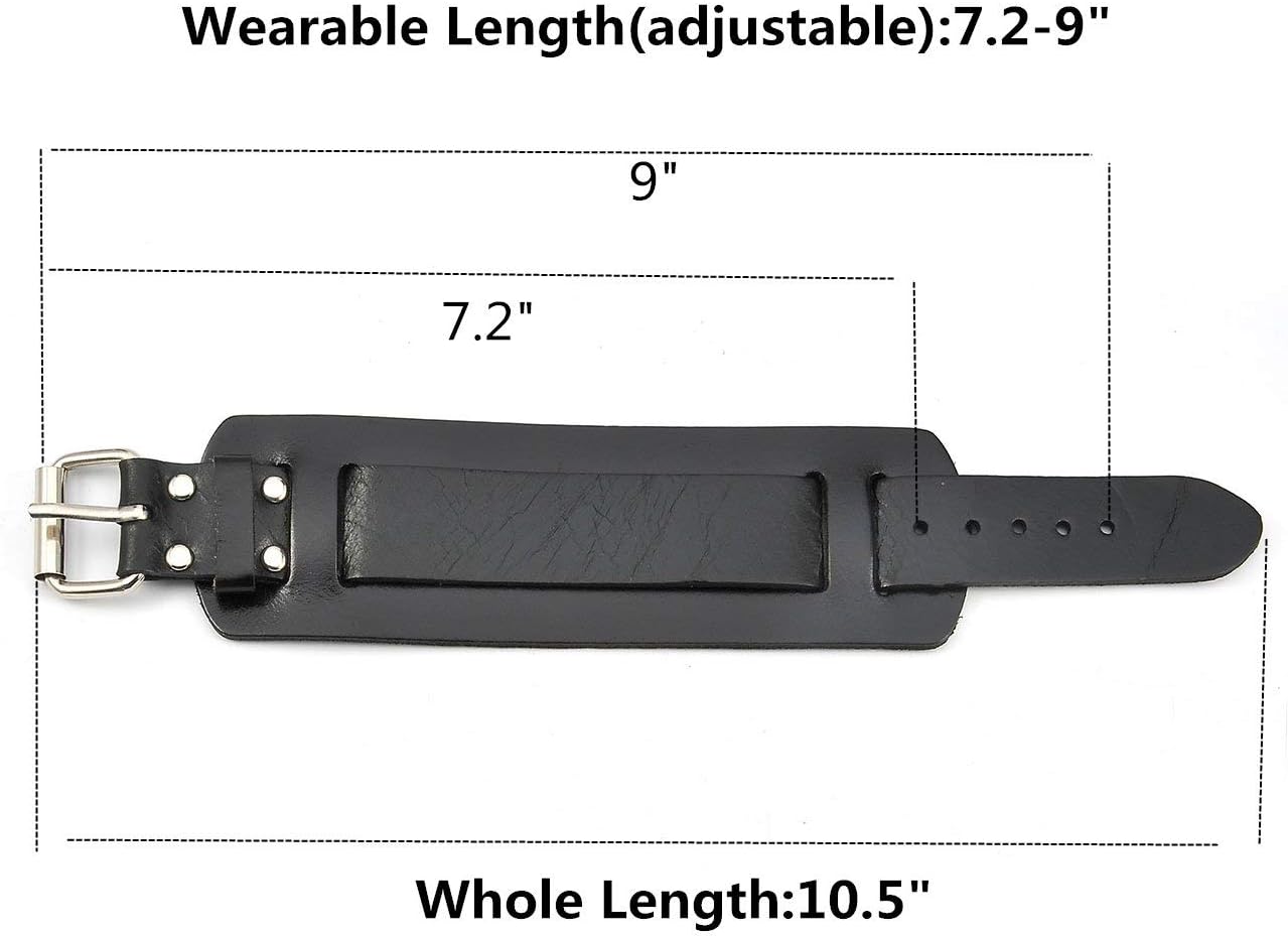 Jovivi Cutom Leather Bracelet - Personalized Punk Men Women Black Brown Wide Genuine Leather Wrap Cuff Bangle Bracelet Belts Wistband, Adjustable 7.2"-9" - Image 4