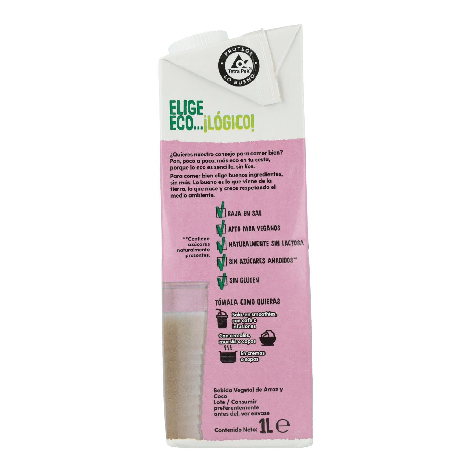 Ecocesta bebida vegetal de arroz y coco Bio 6 X 1L