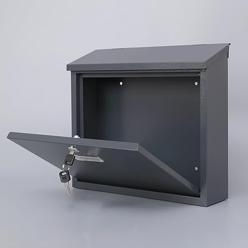 Miniatura 6 de xydled Buzones de correo con cerradura con llave, buzón de bloqueo montado en la pared, gran capacidad, cubierta de acero galvanizado buzón de metal