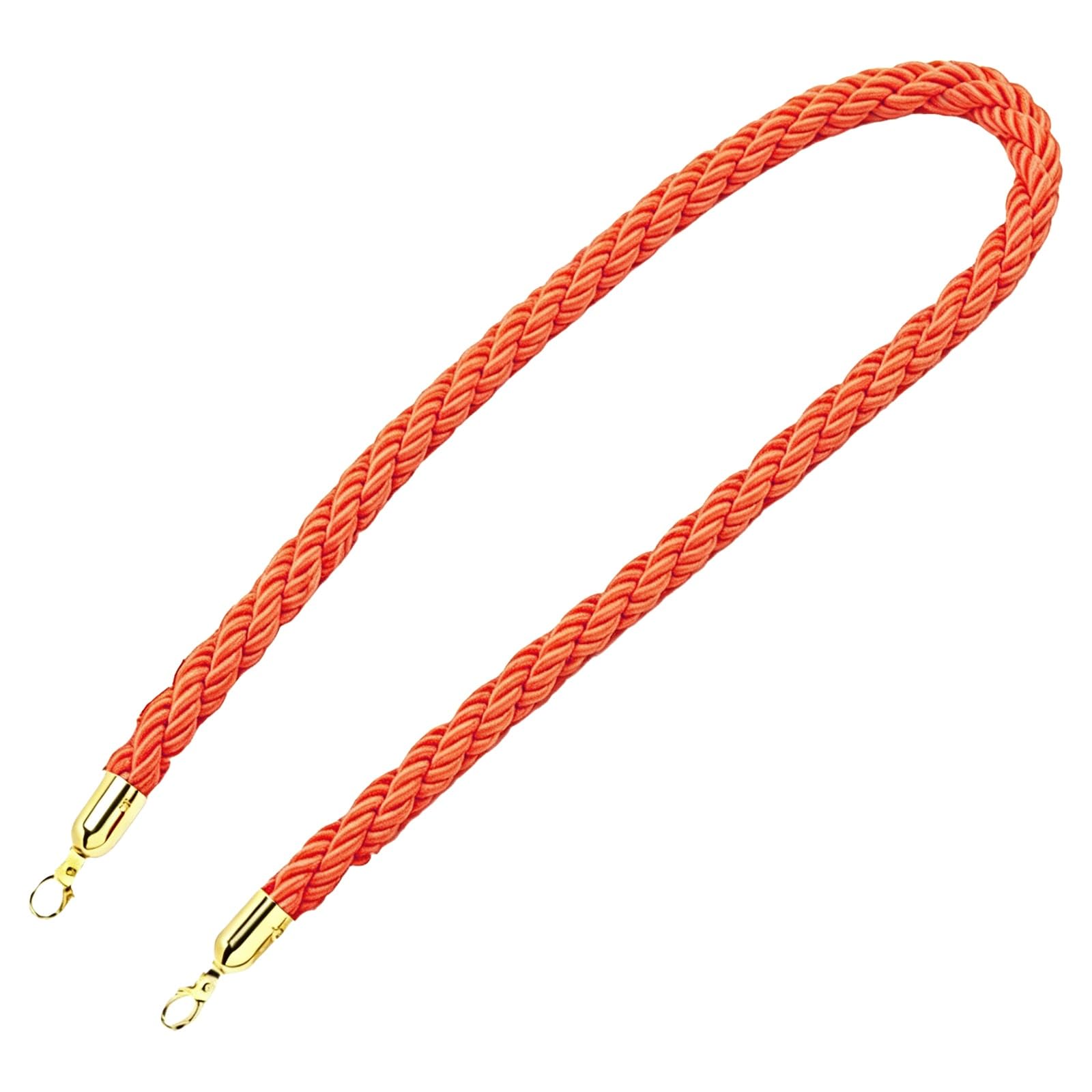 ZJKXJH Twisted Crowd Control Cord, Queue Separation Barrier Line with Gold Hooks, Stanchion Ropes for Hotel Bank Guard Booth, Customizable Length(Orange,59in/1.5m)