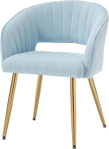 Westice Juego de 1 silla de escritorio de terciopelo para oficina en casa, sillas modernas copetudas con patas de metal dorado, sillón tapizado para