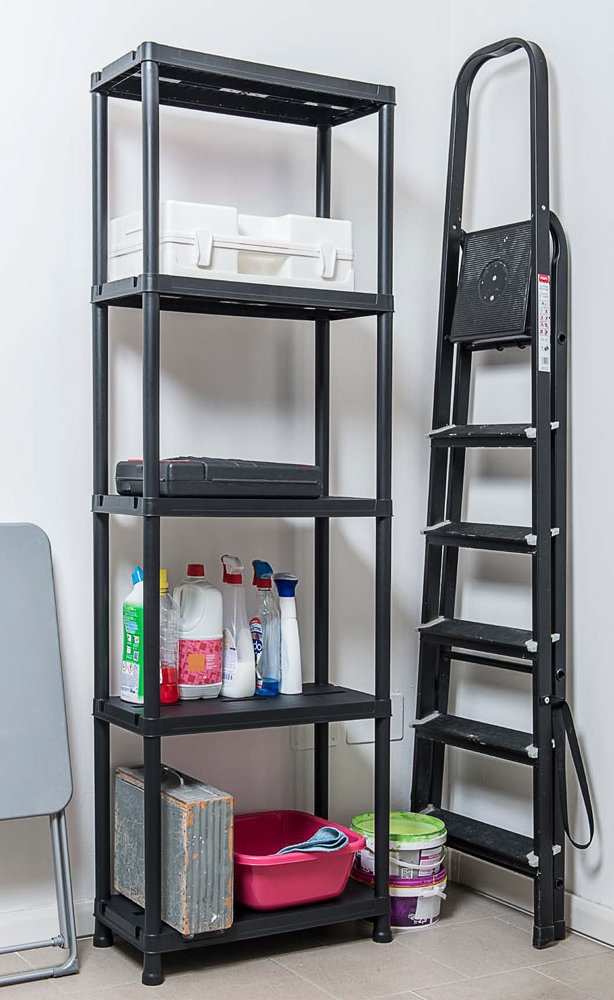 Ondis24 Steckregal 71x35x180 cm Kunststoffregal bis 180 kg | Lagerregal, 15 Zoll Schwerlastregal, bis zu 180 kg belastbar