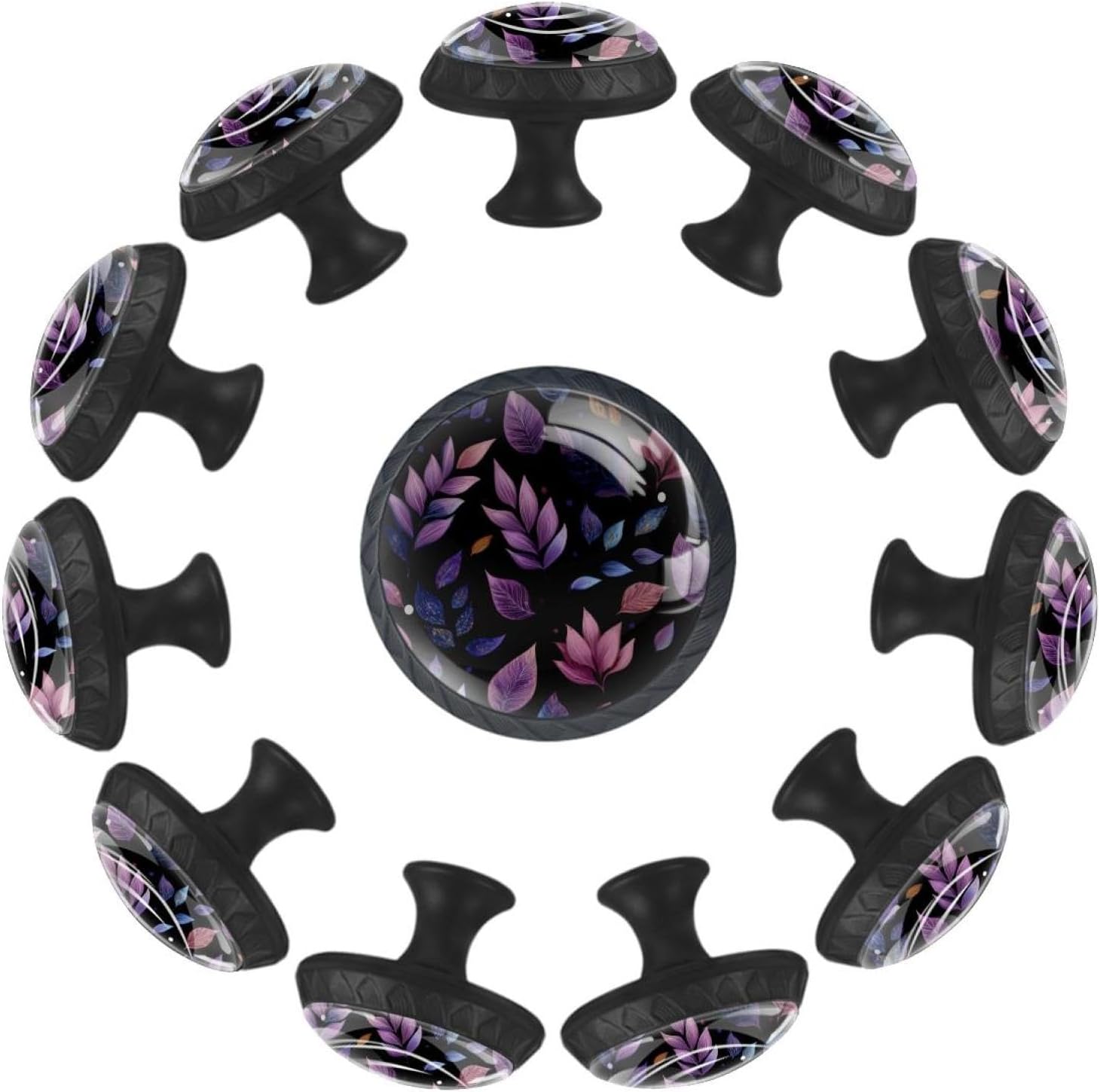 Black Christmas Tree on Red Black Checkered (1) Cabinet Knobs for Drawers, Glass Decorative Pulls with Screws for Kitchen Furniture