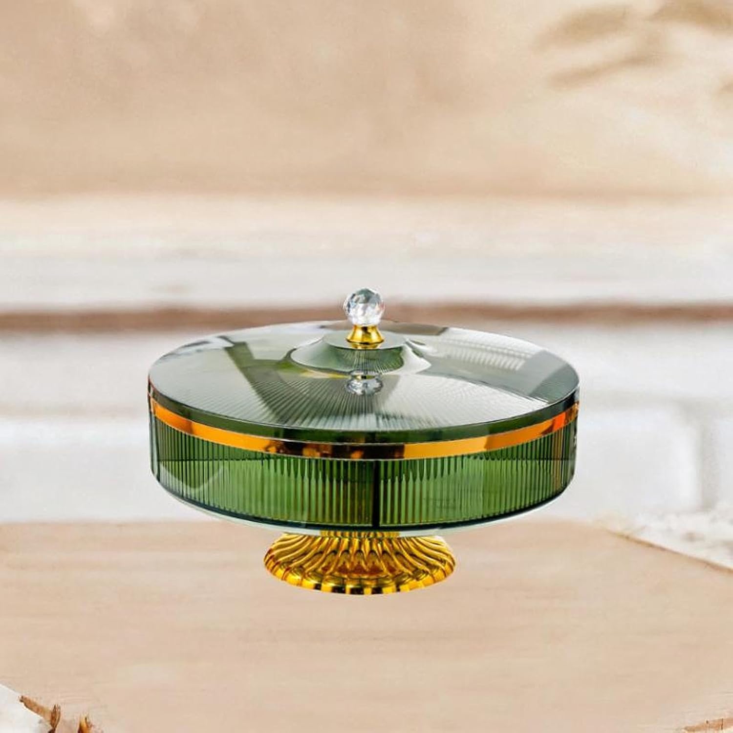 Dessert Plate with Foot, Pastry Display for Fruit, Multipurpose Storage Box for Nuts and Snacks, Cake Tray, Cocktails, Cupcakes, Candy, Green