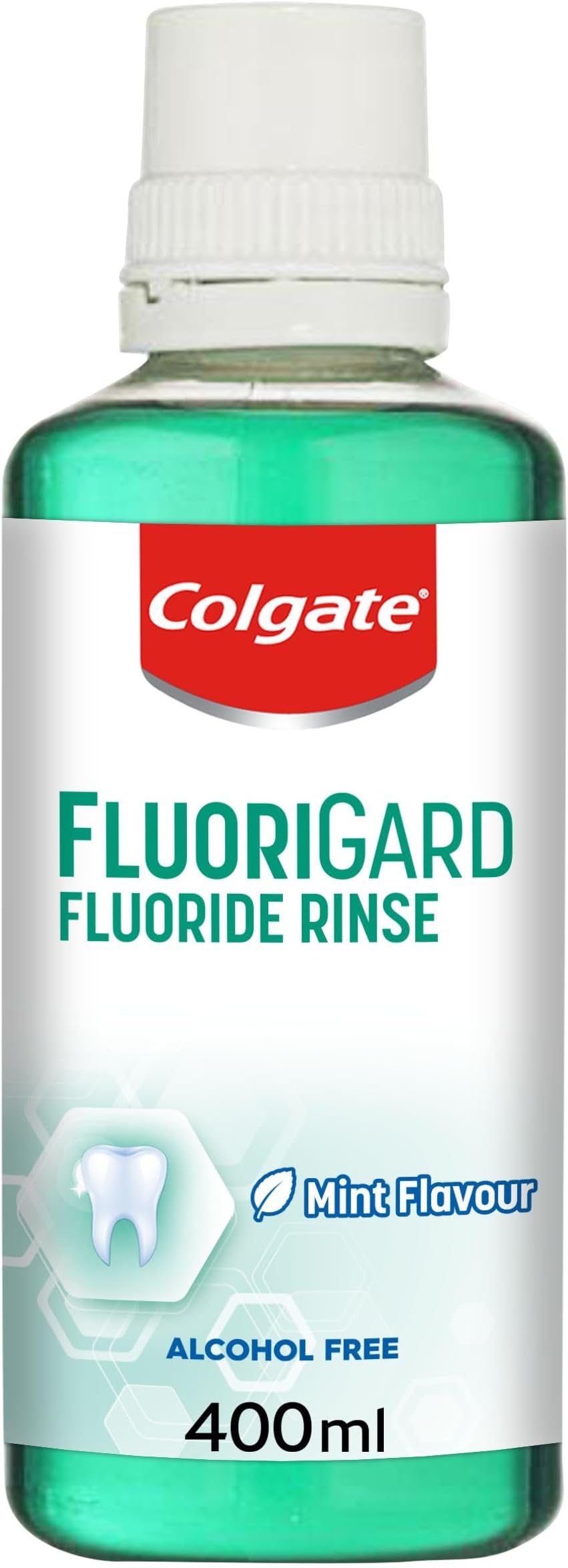 Colgate Fluorigard Fluoride Rinse (Alcohol Free) Mouthwash 400 ml, Prevents Tooth Decay, Strengthens Enamel, Prevents Mineral Loss, Mint Flavour