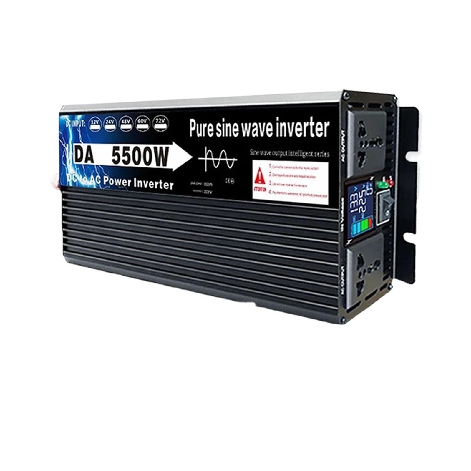 Inversor de Onda sinusoidal Pura DC 12/24/48/60/72V a AC V Solar Fuera la Red Convertidor Transformador for automóvil Hogar(3500W,60V,60hz)