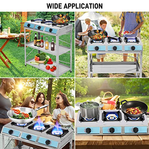 Propane Gas Stove 3 Burner Gas Stove With Removable Leg Stand Portable Gas Stove Auto Ignition Camping Three Burner Lpg For Rv, Apartment, Outdoor #TOP7