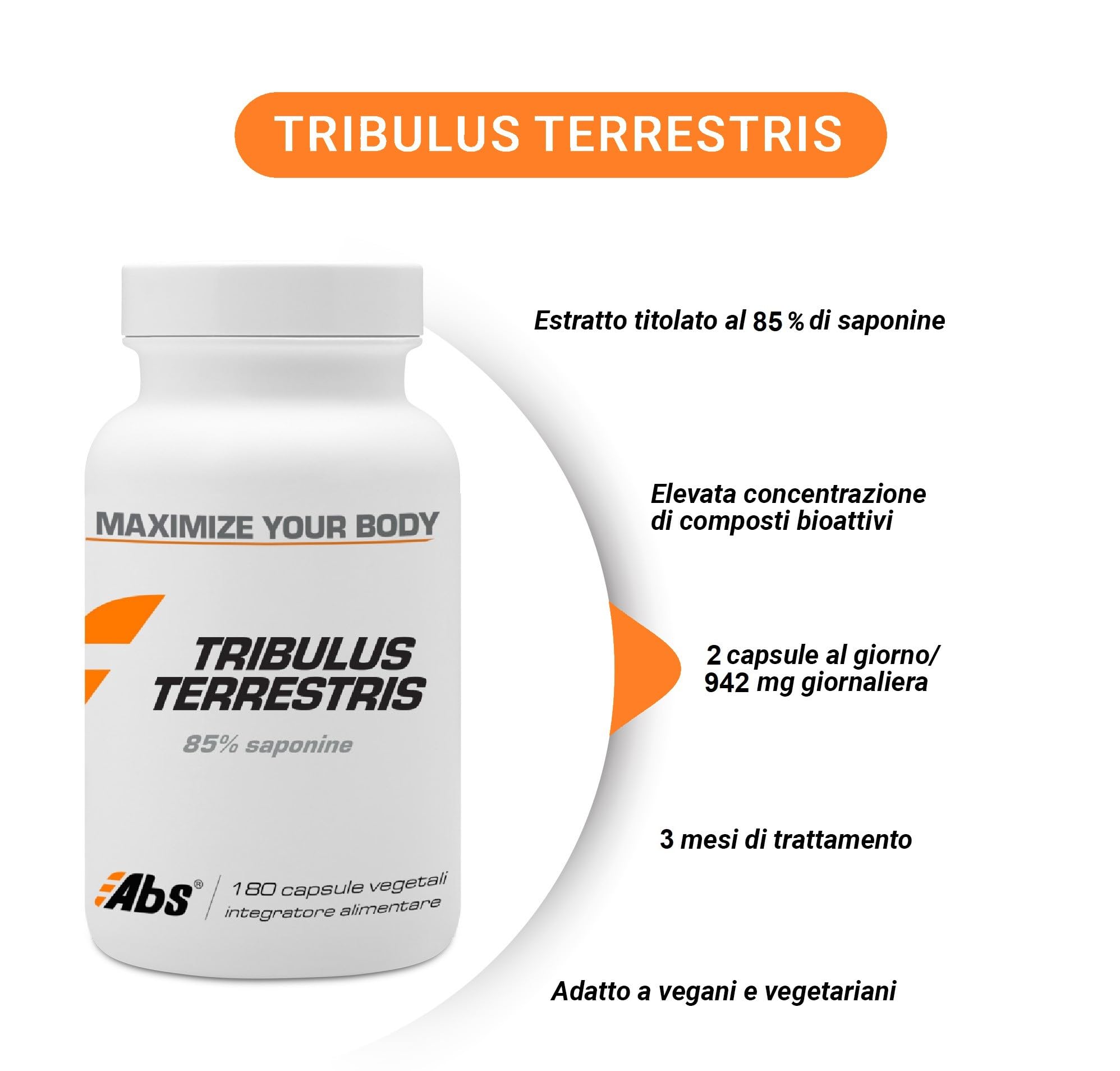 Tribulus terrestris * 470 mg / 180 capsule * Titolato al 85% di saponine * Tono corporeo e muscolare + Energia