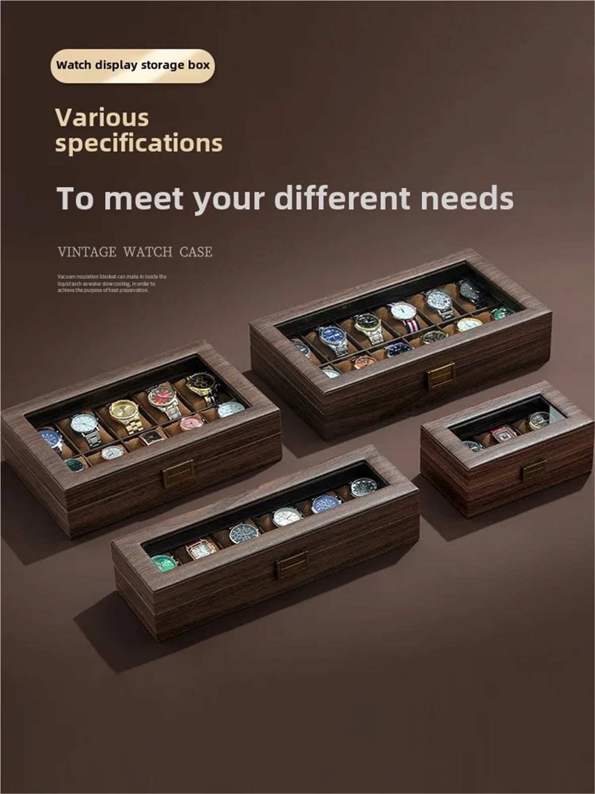 Caja para Relojes de Madera Caja de reloj cuero grano madera | Organizador de joyas for múltiples relojes de almacenamiento de alta capacidad for el hogar(MUWENPI-12WEI)