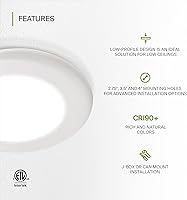 Vista 3 de ASD Paquete de 6 luces LED de disco de 4 pulgadas, 10 W, 4000 K, blanco frío, 650 lúmenes, CRI90+, lámpara de techo regulable, montaje empotrado