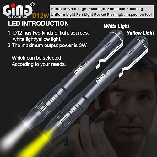 Miniatura 6 de GING Pen - Linterna de luz blanca D12W portátil enfocable con clip para luz táctica, iluminación interior y exterior, enfermeras y uso médico