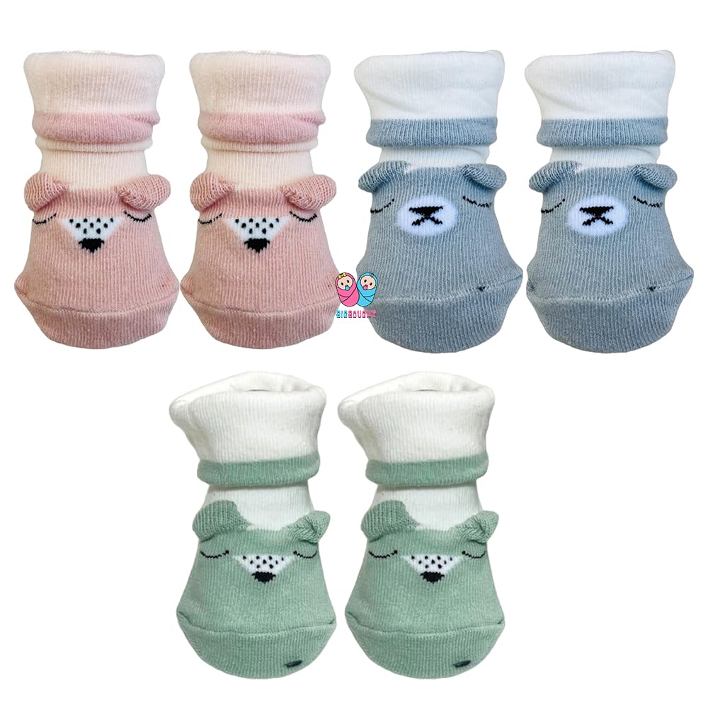 bigbought Designer Comfortable & Soft Bootie Socks Shoes Prewalker for Boys/Girls/New Born Baby (0-6 Months) PACK OF 2 PAIR-picture-55
