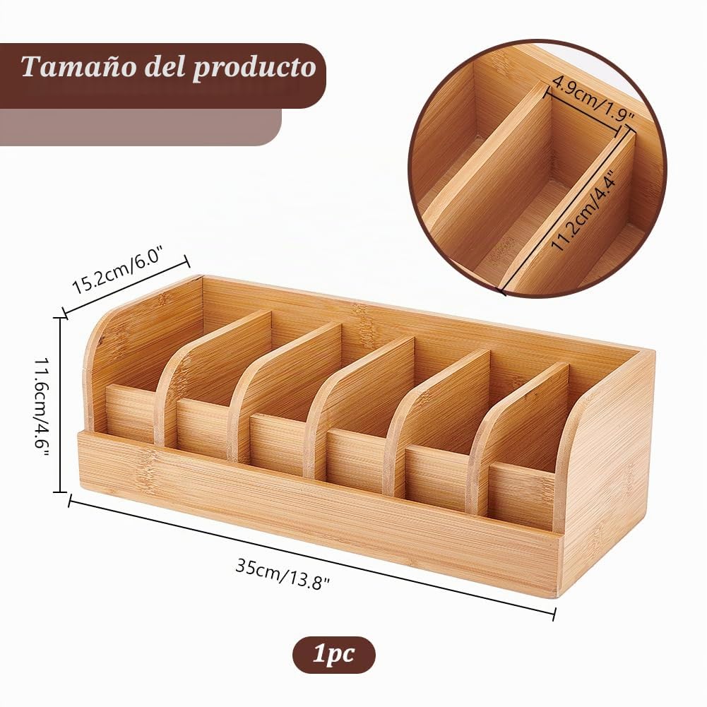 PH PandaHall Organizador de cinturón de madera con 6 compartimentos, resistente, para hombres y mujeres, soporte versátil, contenedor de almacenamiento