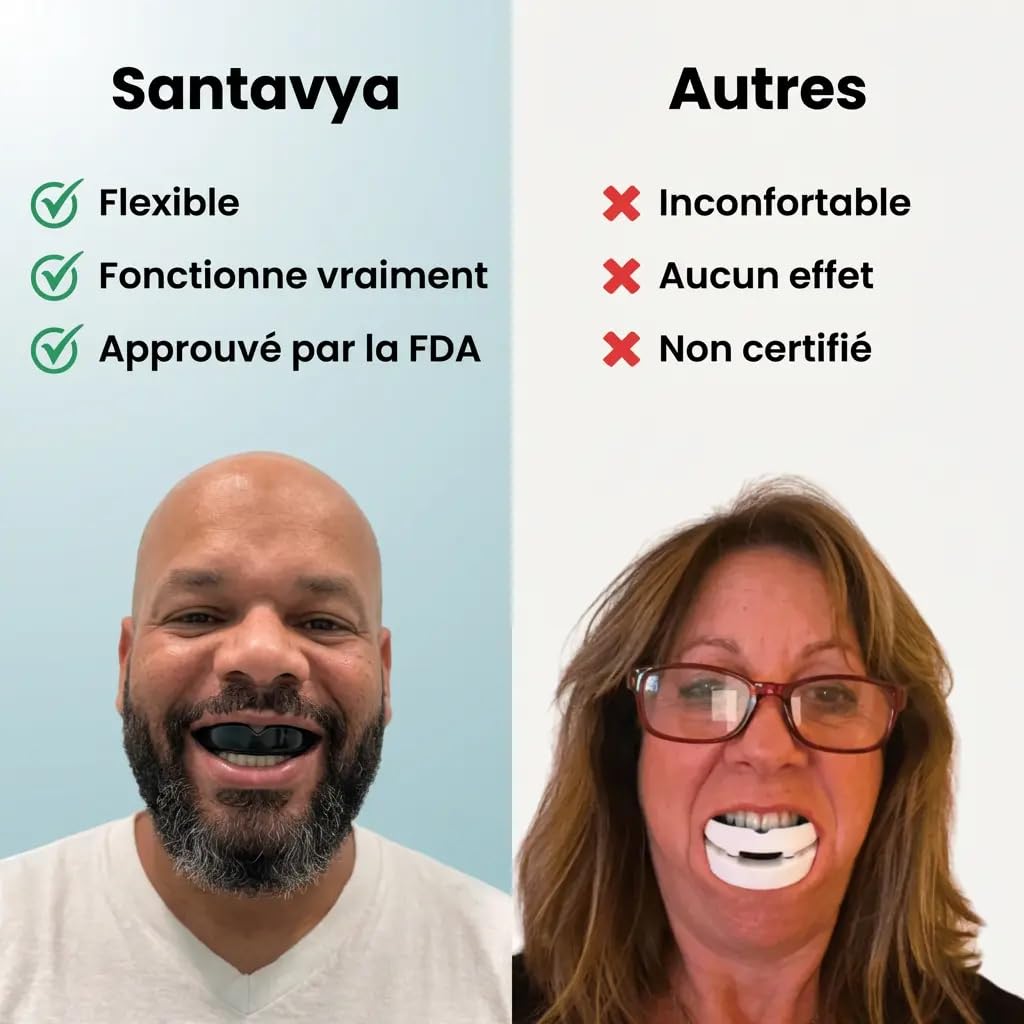 Embout Buccal Anti-Ronflement Santavya, Dispositif Anti-Ronflement Léger et Portable avec Étui PC+EVA, Sommeil Réparateur Dès la Première Nuit, Utilisation Simple pour Adulte 1pcs