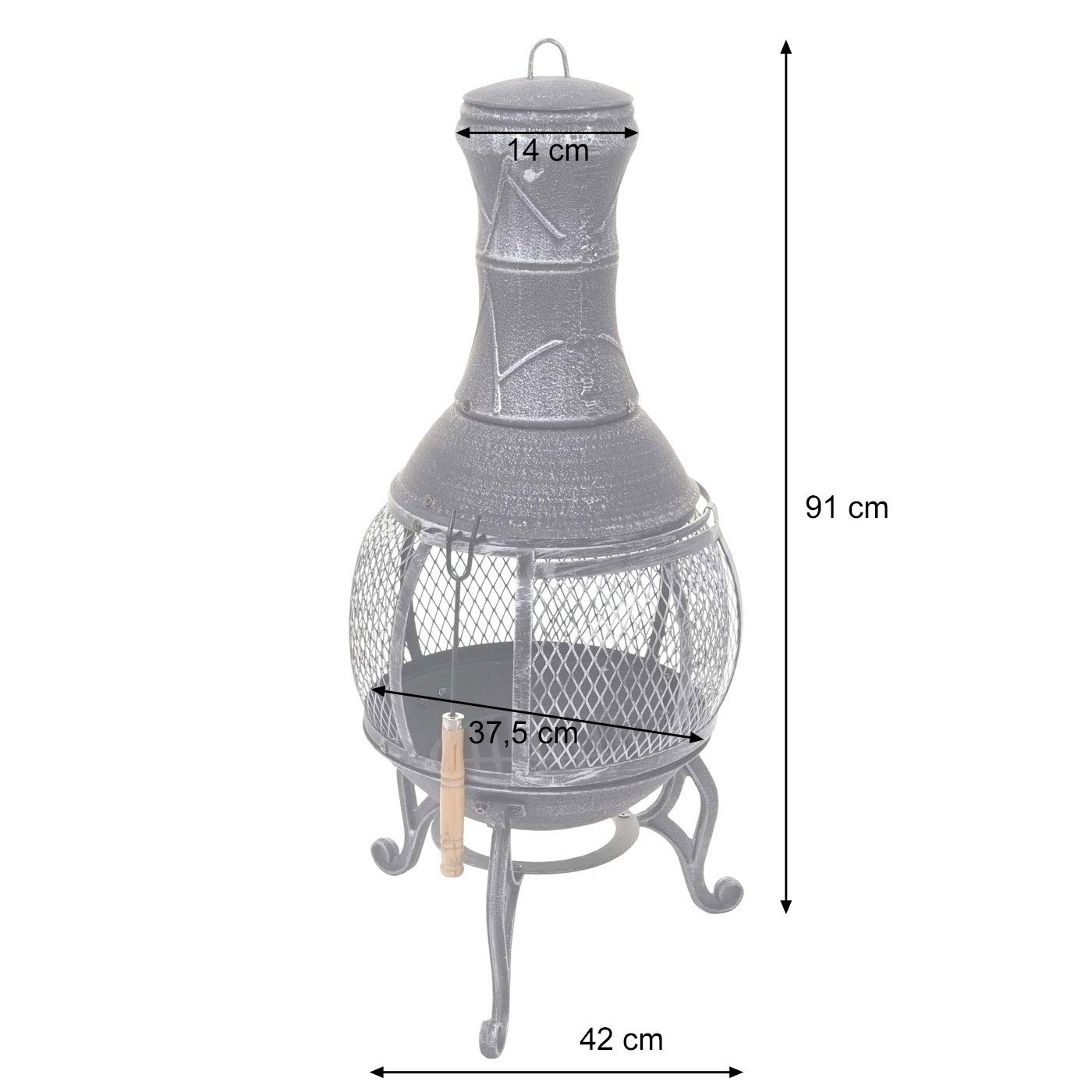 Mendler HWC-F71 - Chimenea de jardín (hierro fundido, 11,7 kg, 91 x 42 x 42 cm)