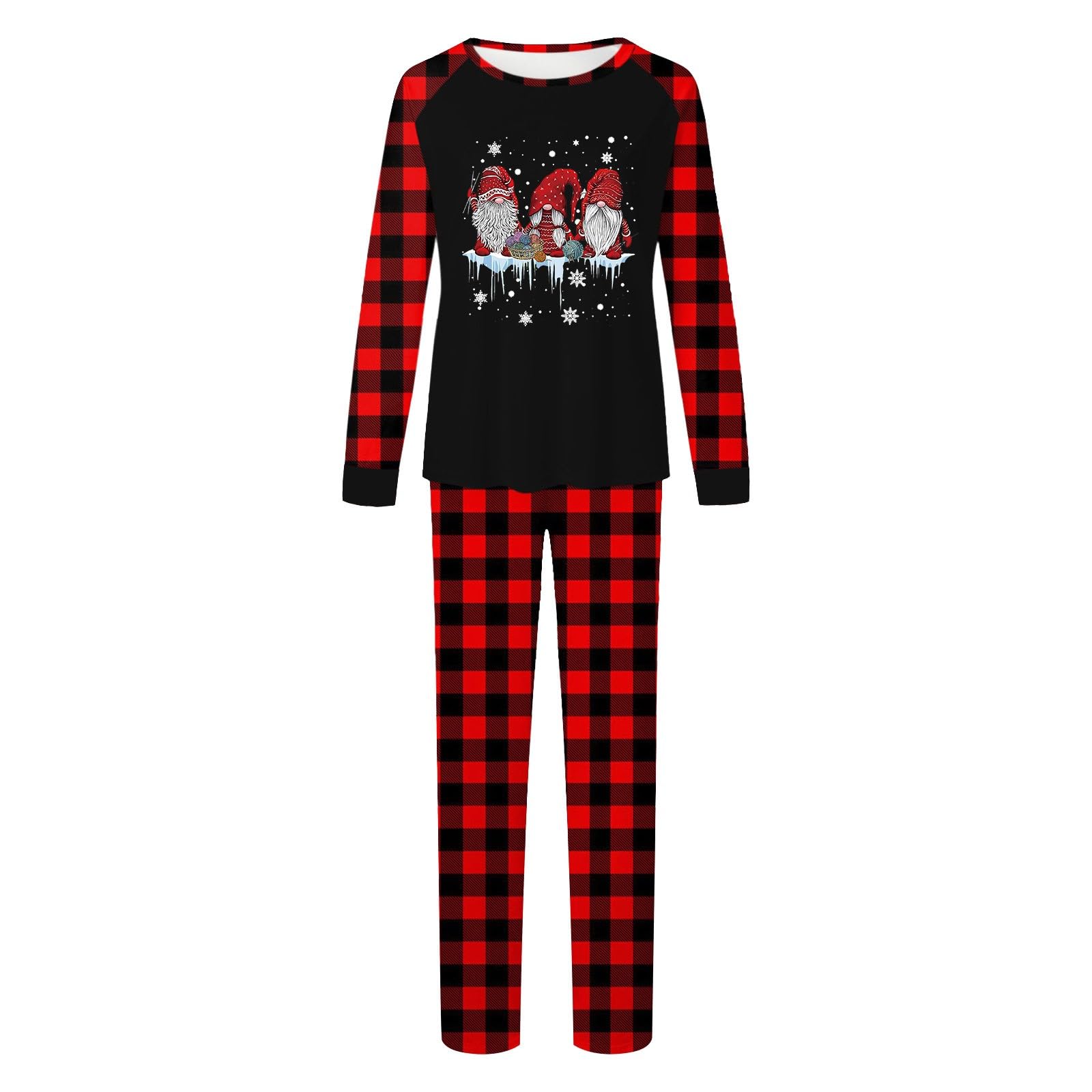 Genérico Mono Mamá para Navidad, Pijamas Familiar Impreso Cuadros Manga Larga Pelele Suave Casual Traje de Noche Vacaciones
