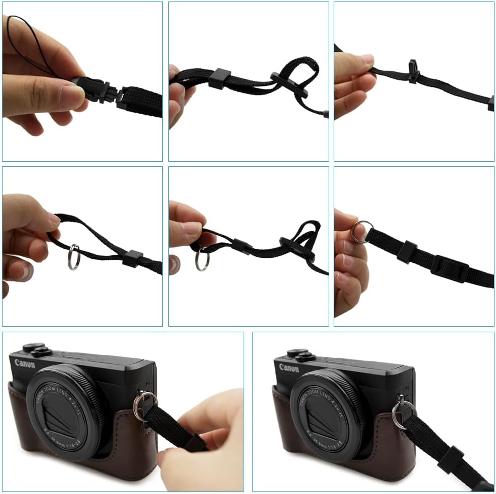 Rieibi G7X II/G7X III Leather Camera Case - Vintage Black Beauty Case with Strap for Canon PowerShot G7 X Mark II/III DSLR