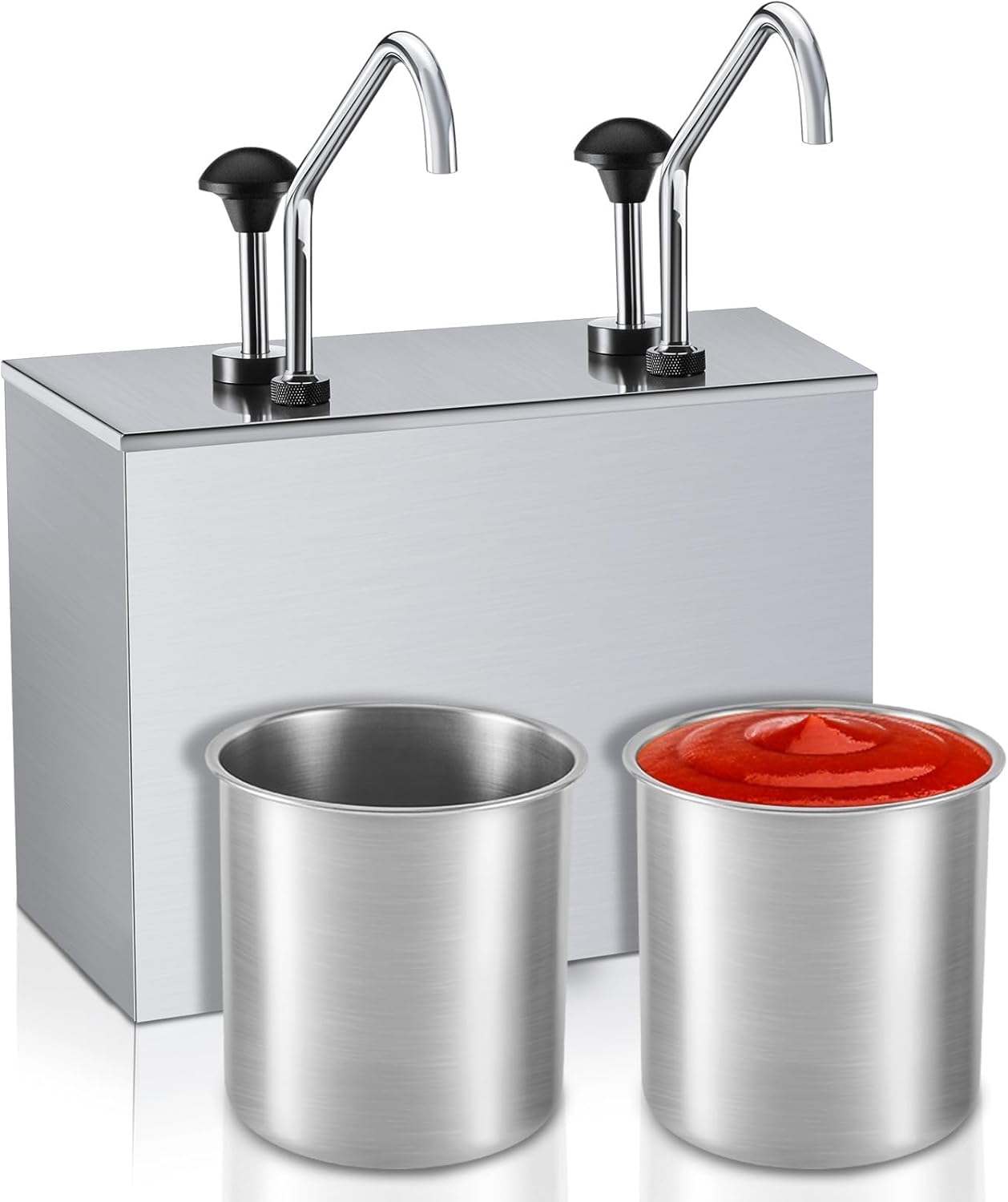 Generisch Saucenpumpspender aus Edelstahl, 3,7 l, ideale Gewürzstation für Ketchup, Salaessings, Marmeladen und Gewürzsoßen, langlebiges und stilvolles Design