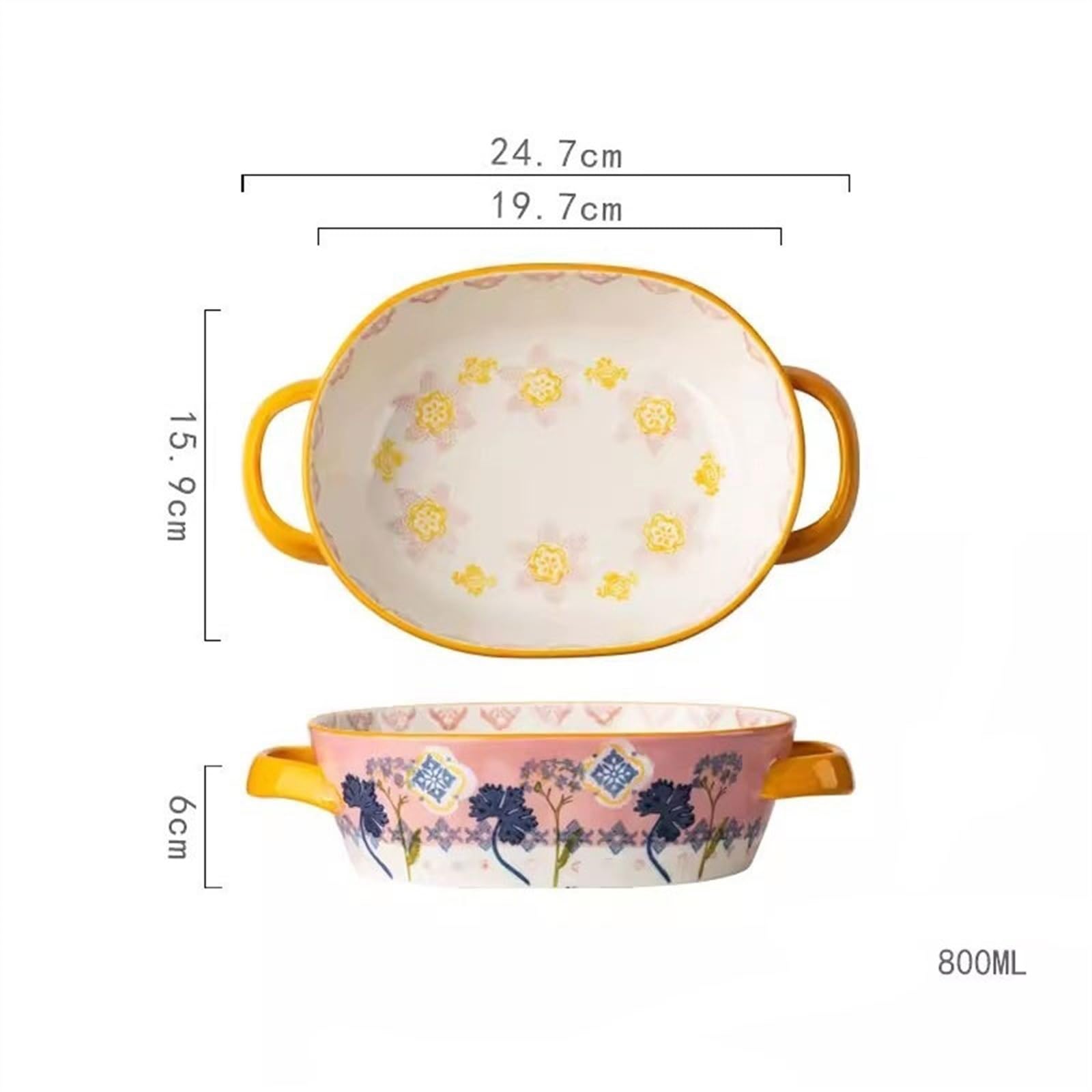Ceramiczna forma do lasagne, kreatywna, kolorowa naczynia, odporna na wysokie temperatury, blacha do pieczenia, talerz obiadowy, podwójne ucho, talerz do zupy, talerz na owoce, do użytku
