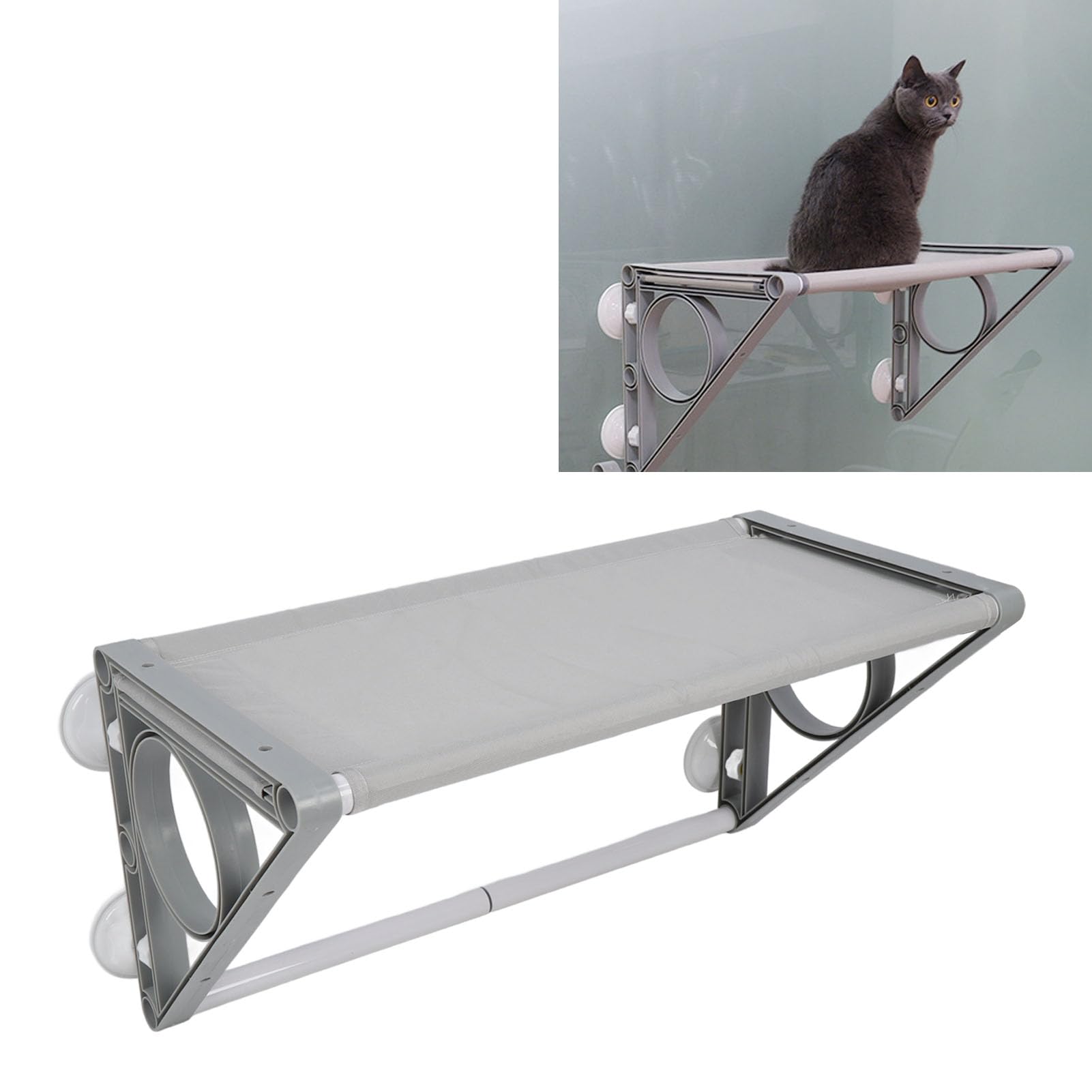 Posatoio pieghevole per gatti da finestra, lettino sospeso con ventose, amaca da finestra per gatti dal telaio solido e salvaspazio, adatta a balconi e ambienti interni, realizzata (Piccolo 52x33x33