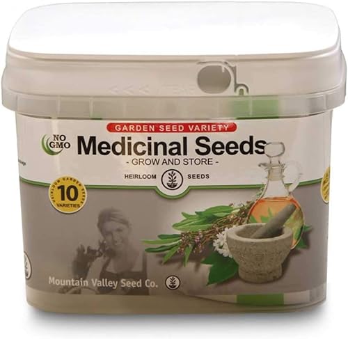Survival Storage - Semillas de jardín de hierbas medicinales - 10 variedades - Más de 25000 semillas curativas de hierbas sin OMG - No híbridas
