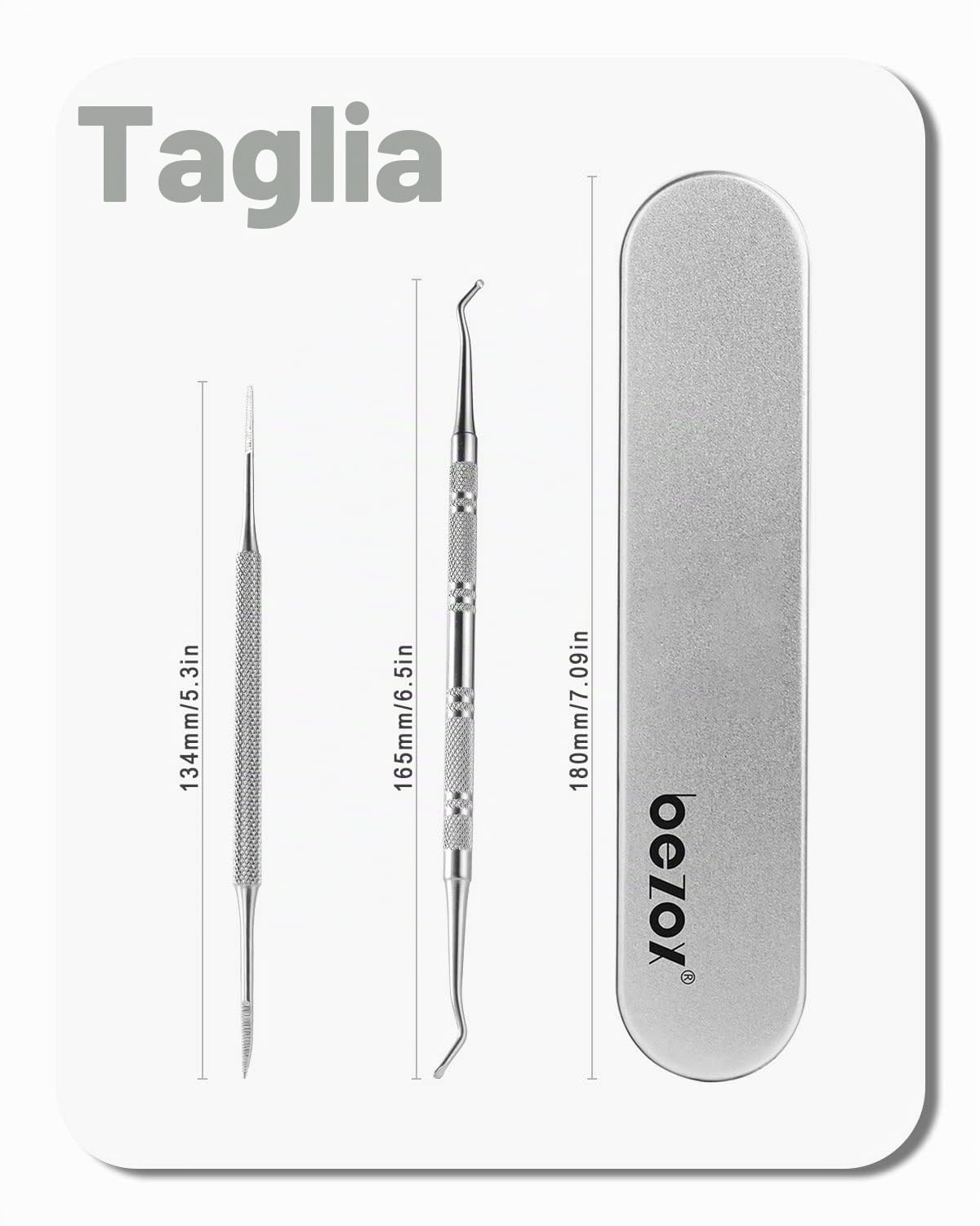 BEZOX Solleva Unghie Incarnite - Pedicure Utensile Lima （13.4cm)& Lifter kit(16.5cm) bordi laterali Chiropody - acciaio inox strumenti Podologia