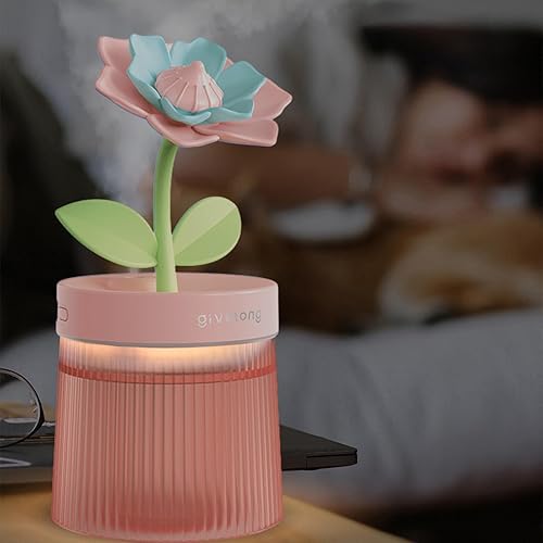 Miniatura 2 de Humidificador de niebla fría de 8.8 fl oz con linda flor, humidificador USB con luz, difusor de aceite esencial, difusor de aceite de aromaterapia