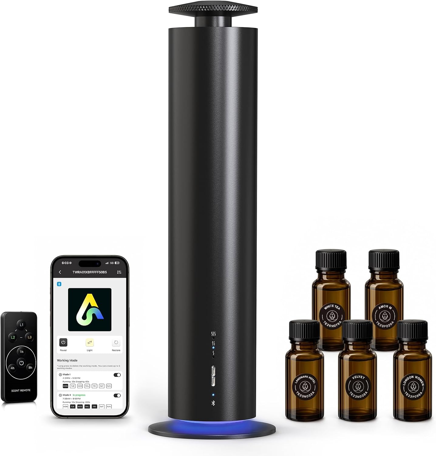 Hotel Waterless Essential Oil Diffuser Battery Powered 1500 Sq Ft Coverage