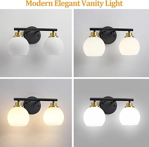 Miniatura 7 de TOULMJ Lámparas de baño de oro negro sobre el espejo, lámparas modernas de tocador de baño de mediados de siglo, accesorios de iluminación de baño