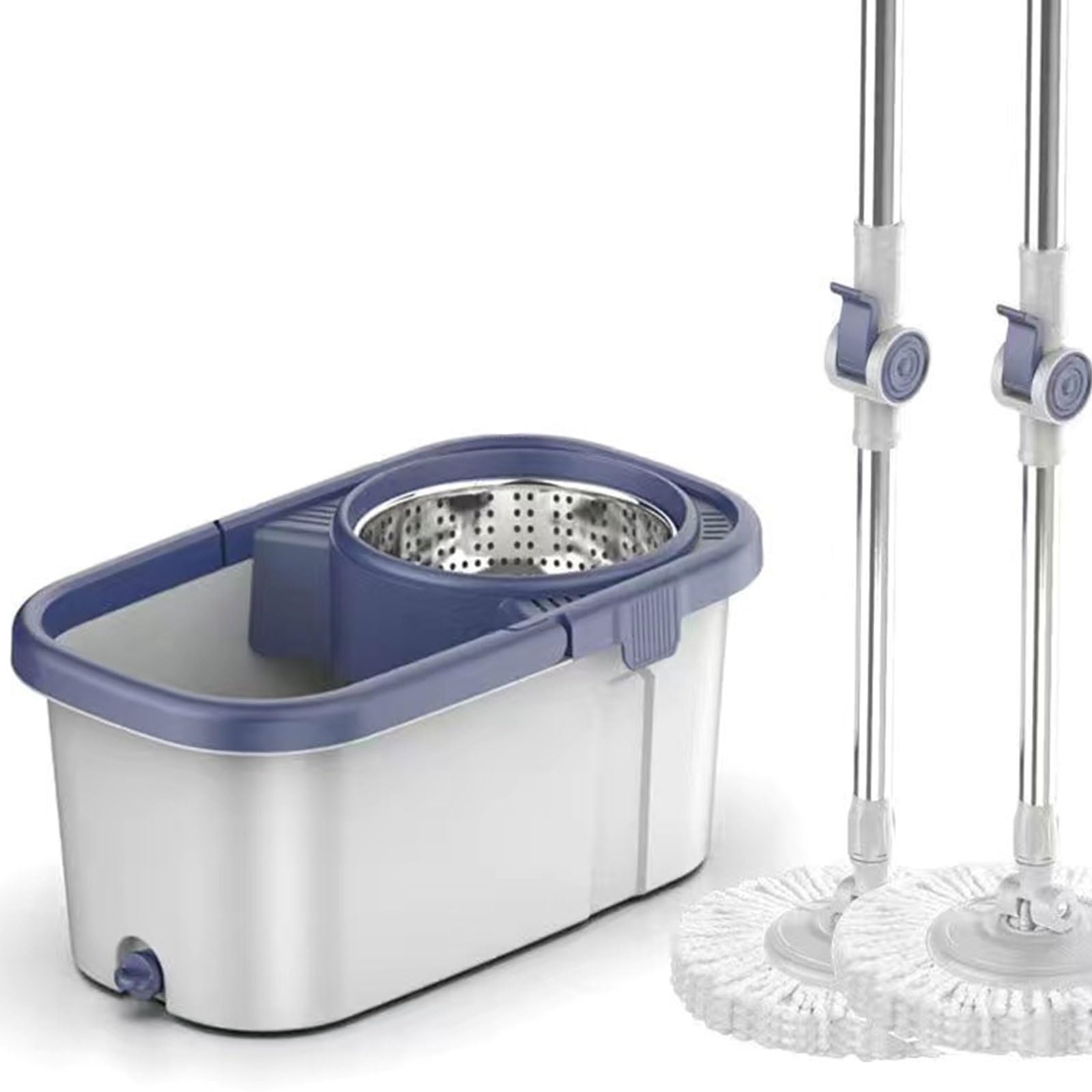 Este Juego de fregona giratoria y Cubo con escurridor para el hogar, Sistema de fregona giratoria de Microfibra con 7 Cabezales de Recambio, Mango extendido de 130 cm para la Limpieza de Sue