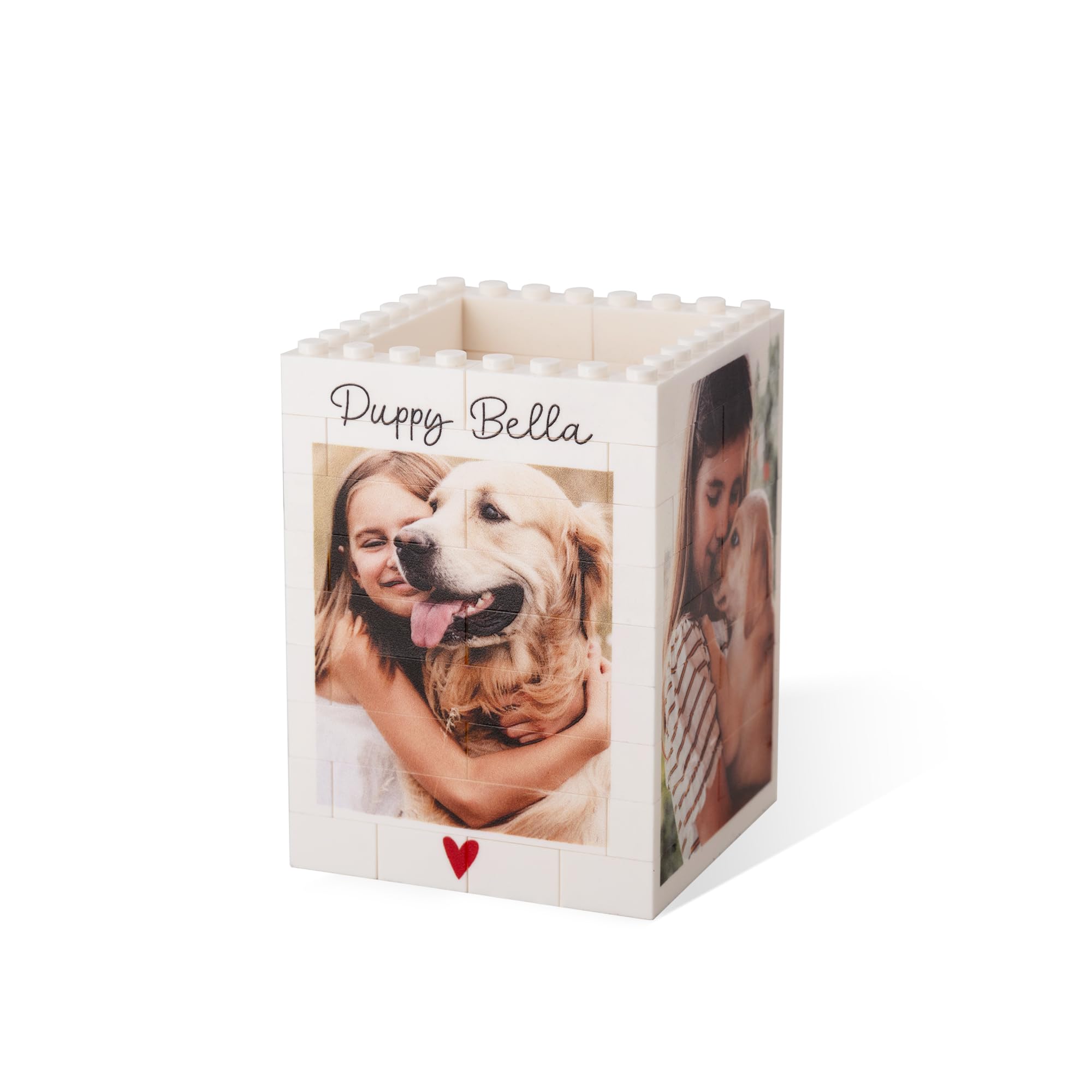Porte-crayons personnalisé en briques avec photo, texte et images personnalisés - Organiseur de bureau créatif - Boîte à crayons - Fournitures de bureau à domicile - Cadeau pour homme, femme, papa