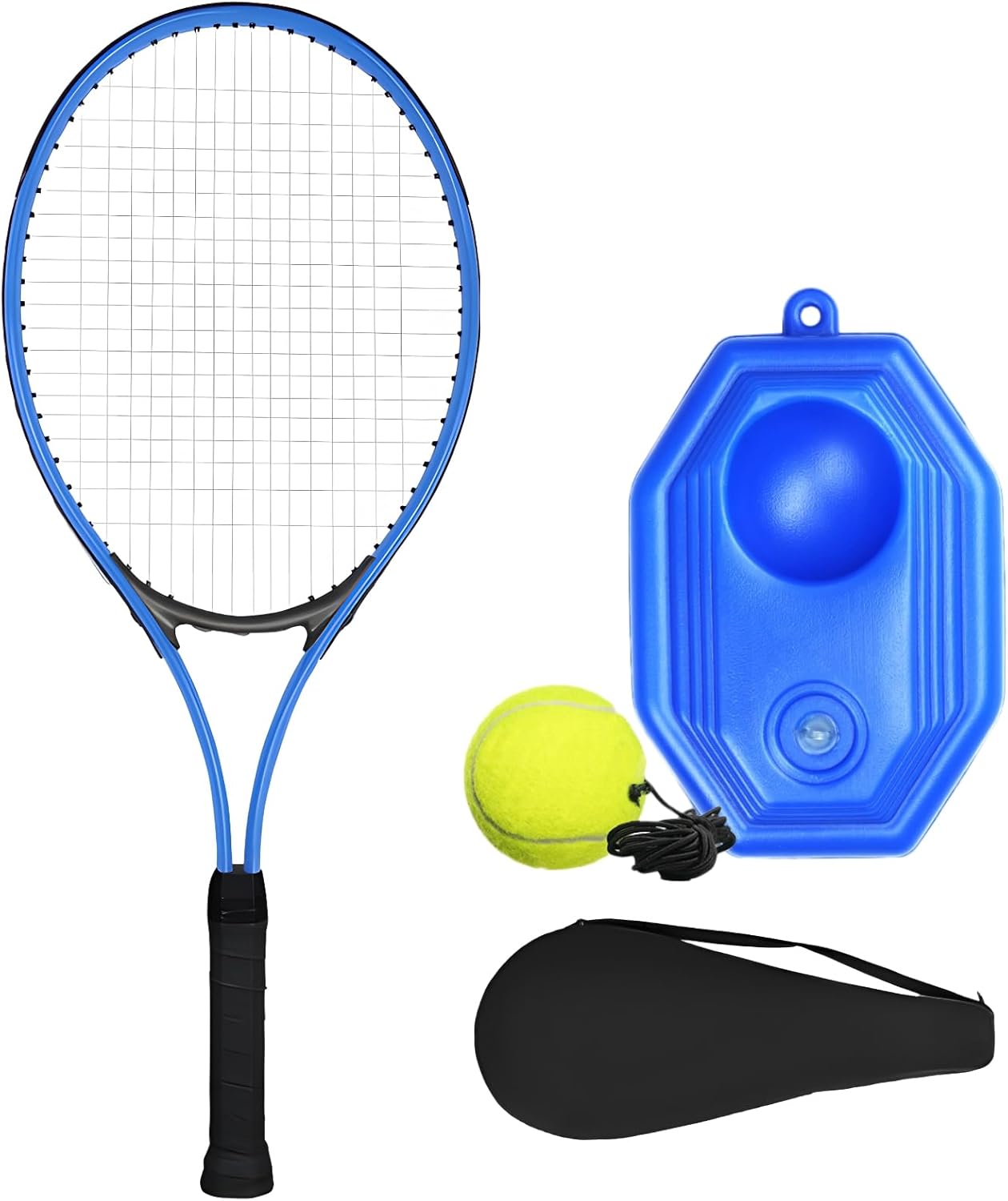 27 Tennis Trainer Kit, Aluminum Alloy Tennis Racquet With Ball And Base, Portable Tennis Racket Set, Equipment For Beginners, Solo Training Aid With Racket Cover