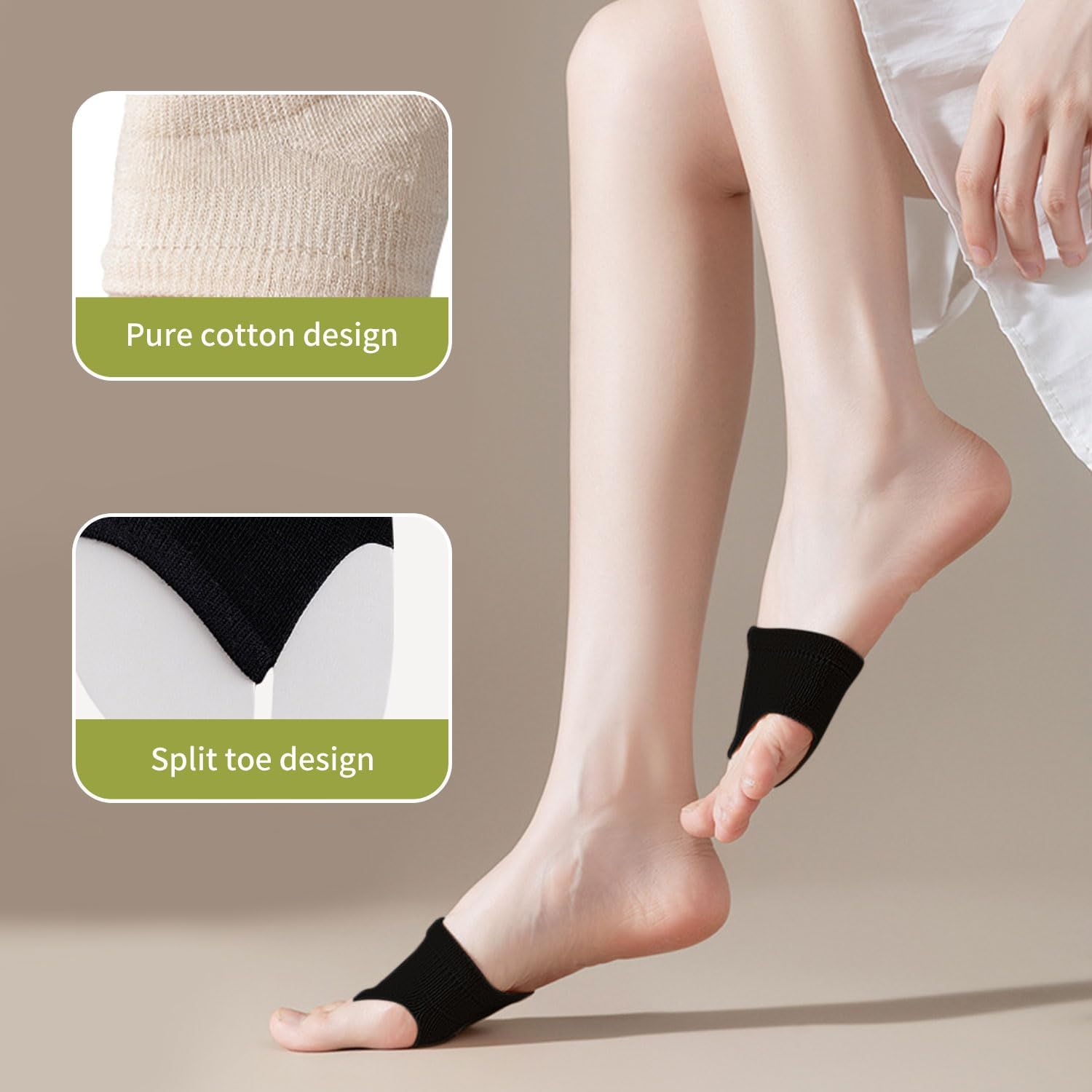 SooGree 6 Pairs Toe Topper Socks Women Invisible Socks Toe Cover Liner Half Socks Seamless Non-Slip Toe Half Socks