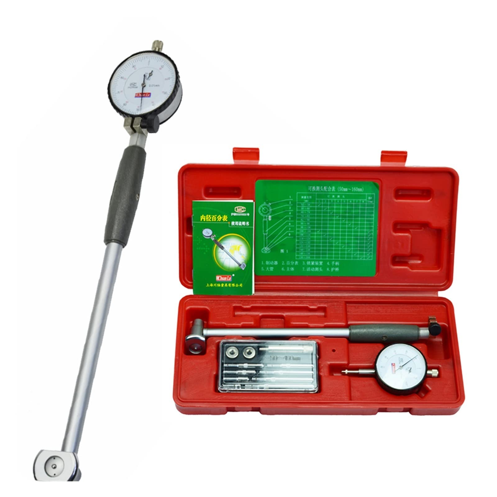 Comparatore Centesimale, 6-10 10-18 18-35 35-50 50-160mm Quadrante Alesaggio Indicatore Cilindro Diametro interno Calibro Quadrante Foro Diametro interno Calibro per Falegnameria, Officine, Macchine C