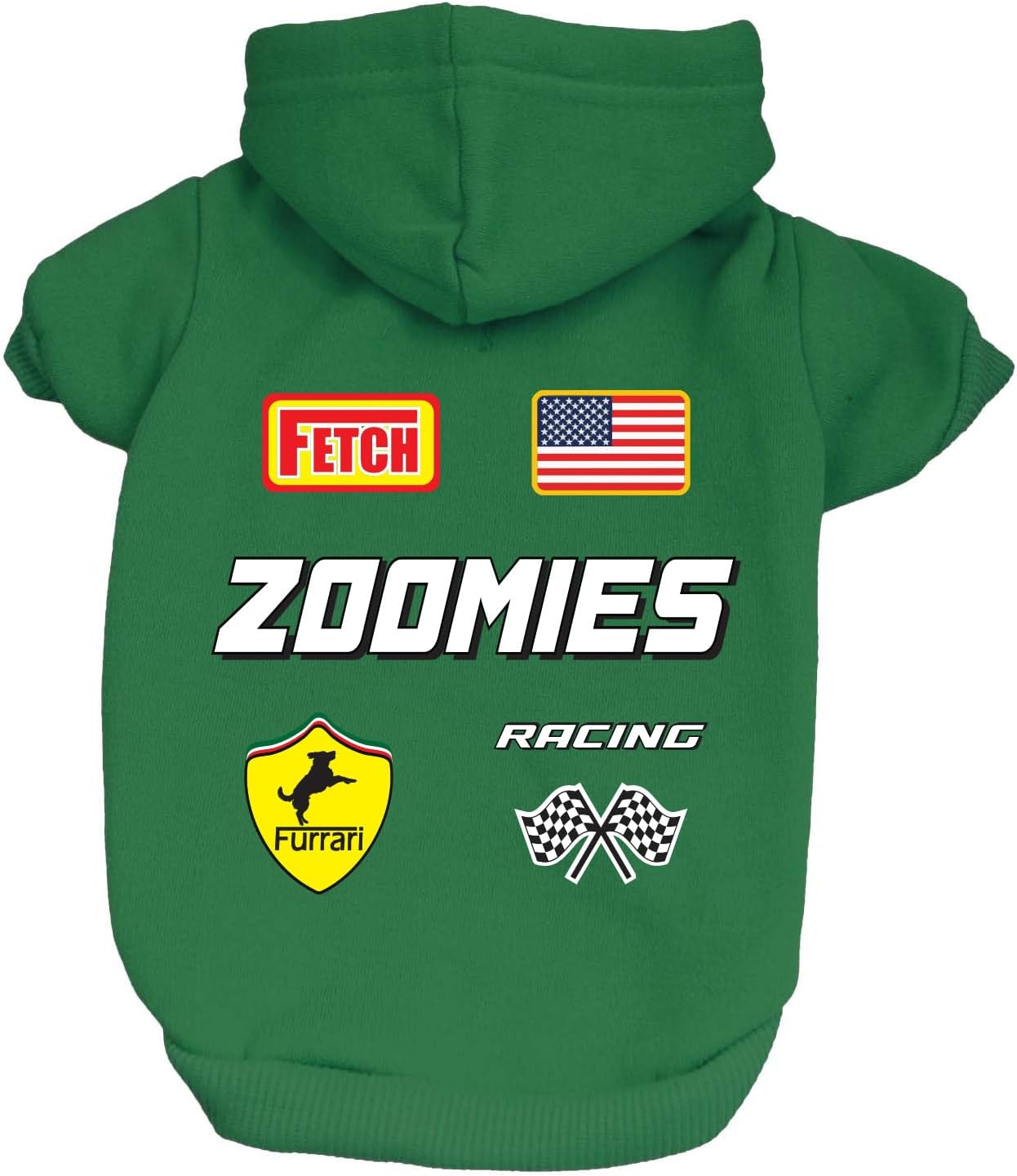Zoomies Race Car Driver Costume Dog Hoodie | Fleece Lined |Leash Hole| Pit Crew | Chechered Flag | Fast|Cream, 4X-Large 1500