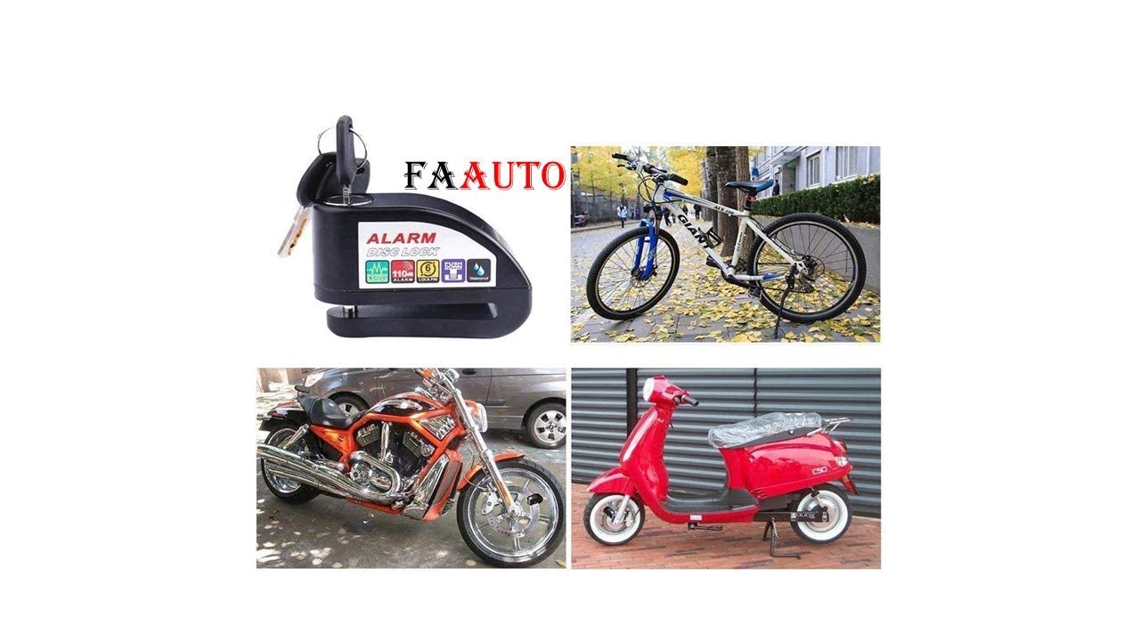 Faauto Anti Theft Disk Brake Lock Waterproof Alarm Lock 110 Decibel