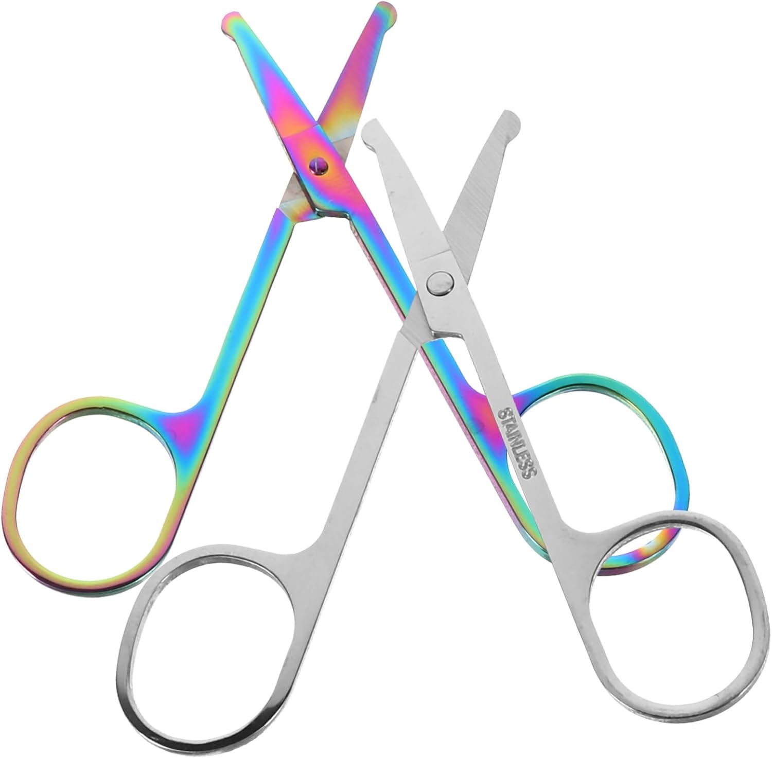 FOMIYES 2pcs Nose Hair Trimmer Eyebrow Scissors Rounded Tip Facial Hair Cutting Tool for Men and Women for Grooming Nose Eyebrows Beard
