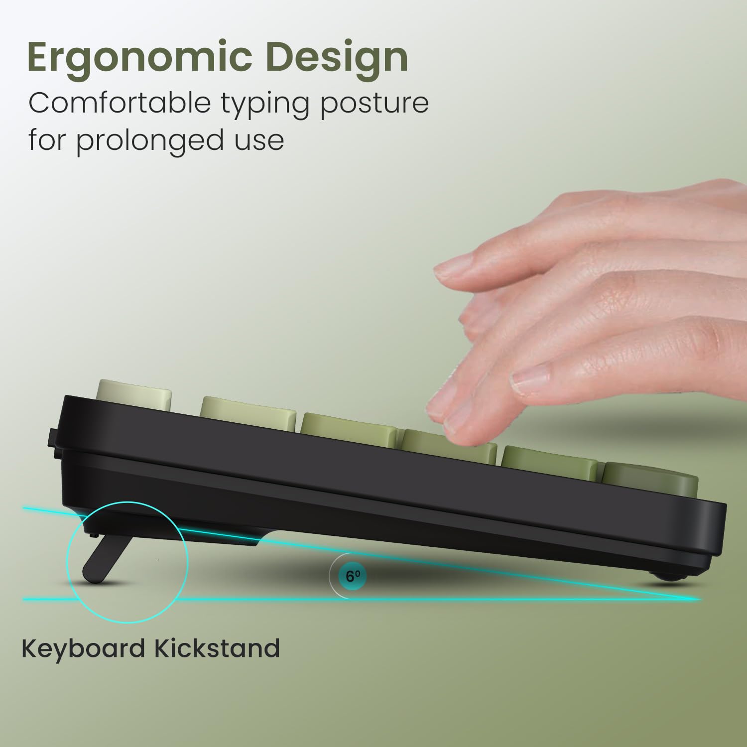 Portronics Key11 Combo Rechargeable Wireless Keyboard and Mouse Set, Bluetooth 5.3&2.4GHz Wireless,Type-C Fast Charging,Gradient Keys, Noiseless Typing, High Precision Mouse, for PC&Laptop(Green) — Amazon image 8