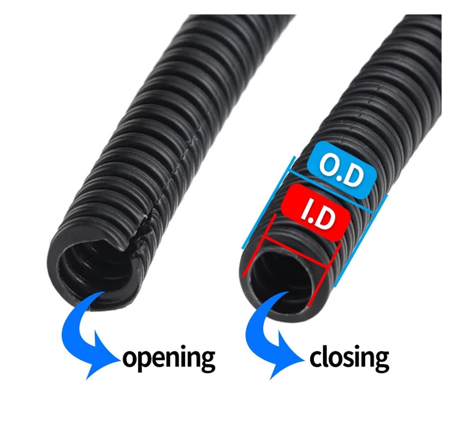 Tubo flexible, Tubo de plástico corrugado, Aislamiento de tuberías, carcasa de arnés de cables, carcasa corrugada(50m,OD7.5mm opening)