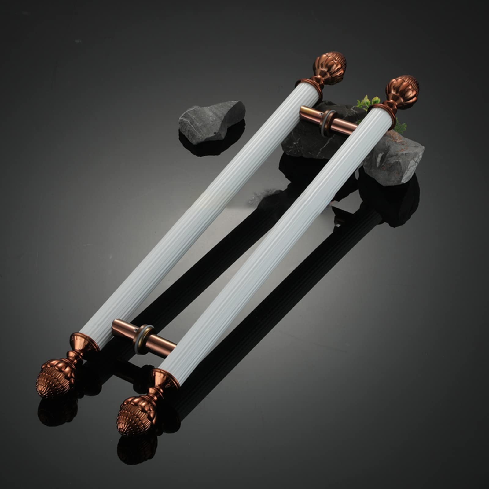 Gthtuhfd White 2 Barn Door Pull Handle, Push Pull Door Handles, 24 31 40 47 60 70 Inch Decorative Glass Door Handle, Stainless Steel Long Gate Pull For Entry, Office, Home, Villa,-150Cm/59In - 110Cm