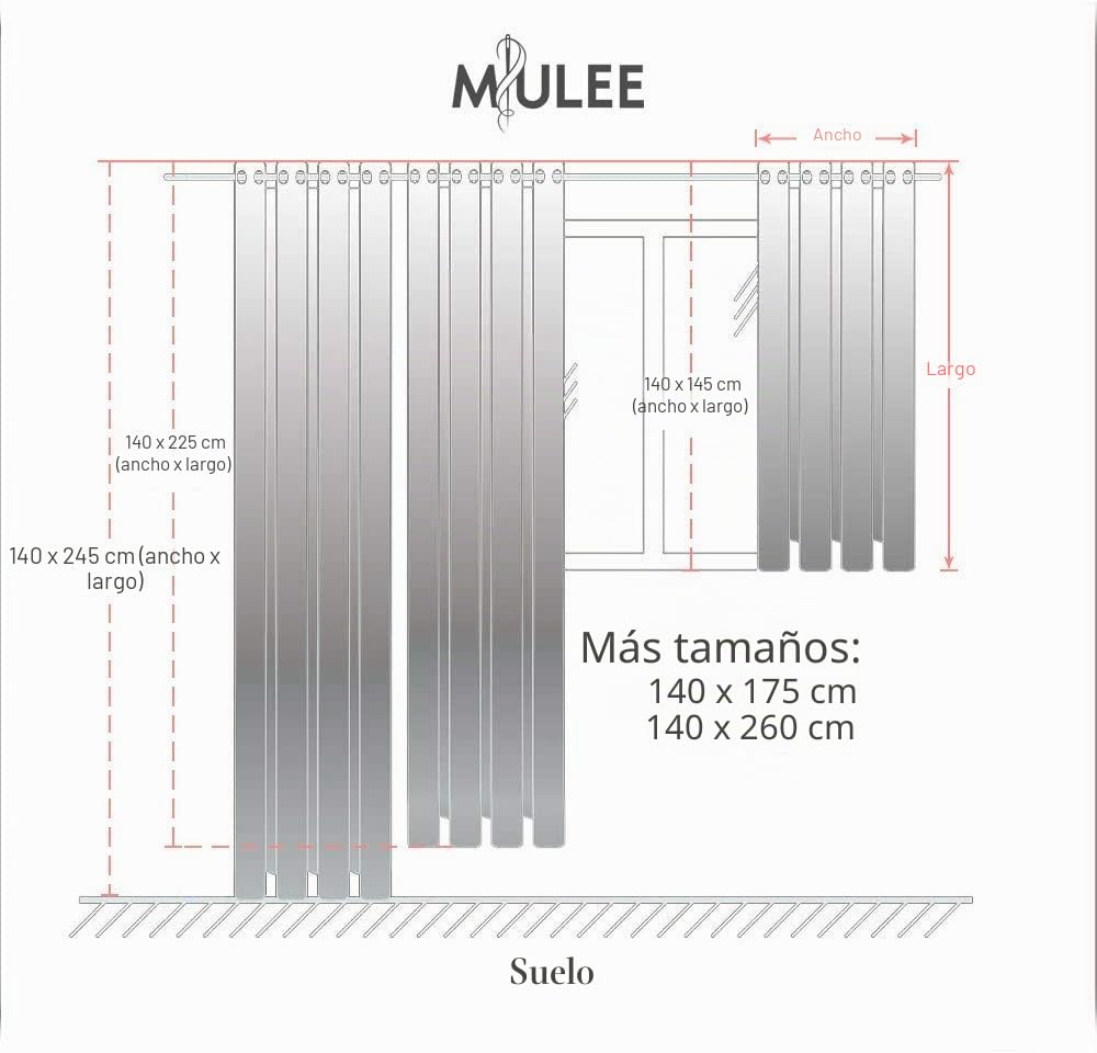 MIULEE 2 Unidades Cortina Visillo Flor Bordado Trans Ojales 140x260 Blanco