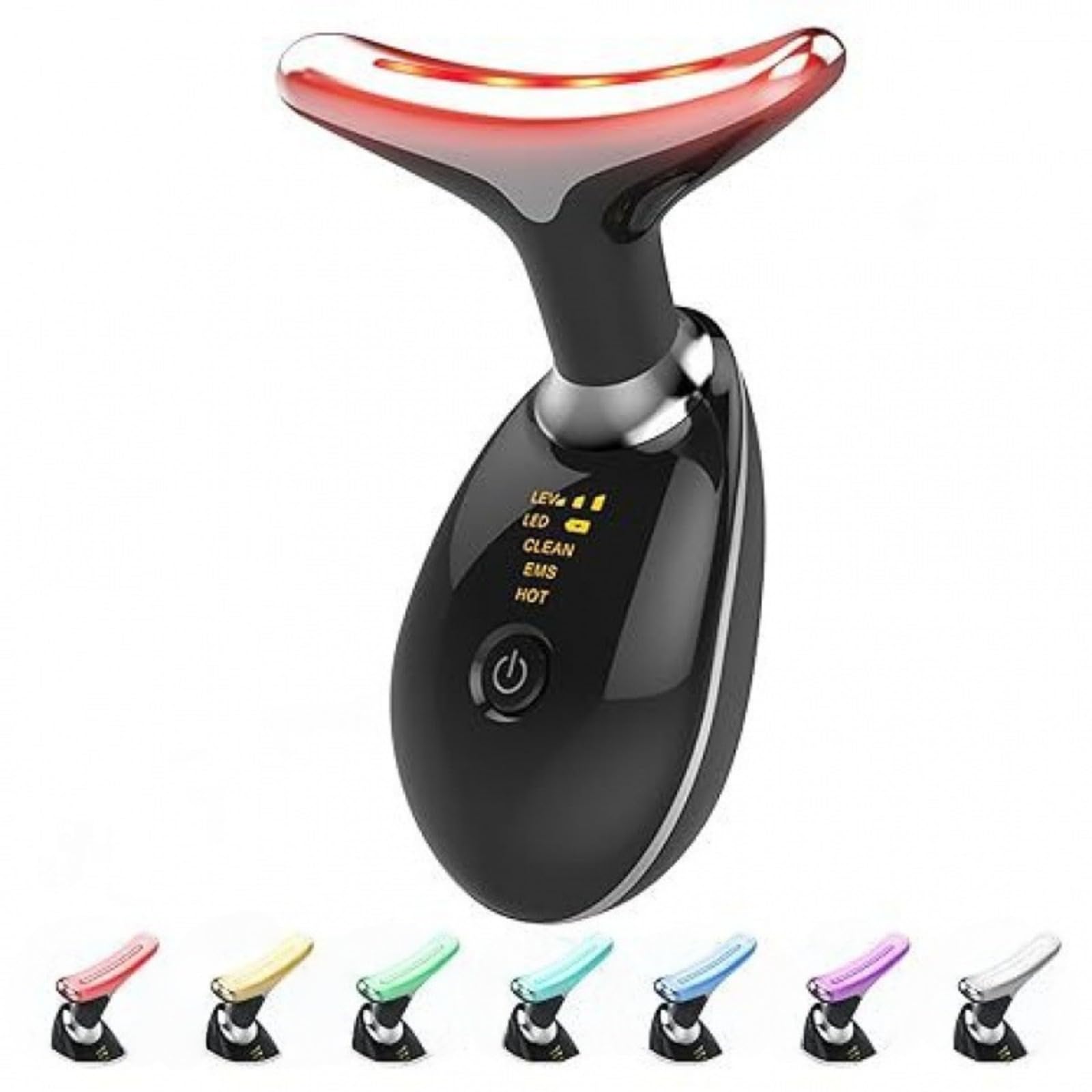 Skinova Beauty Lumi Beauty 7 Lumières Masseur Facial Anti-rides Avec Lifting, Nettoyage Et Lumière LED 7 Couleurs, Appareil Anti Rides Visage (Noir)